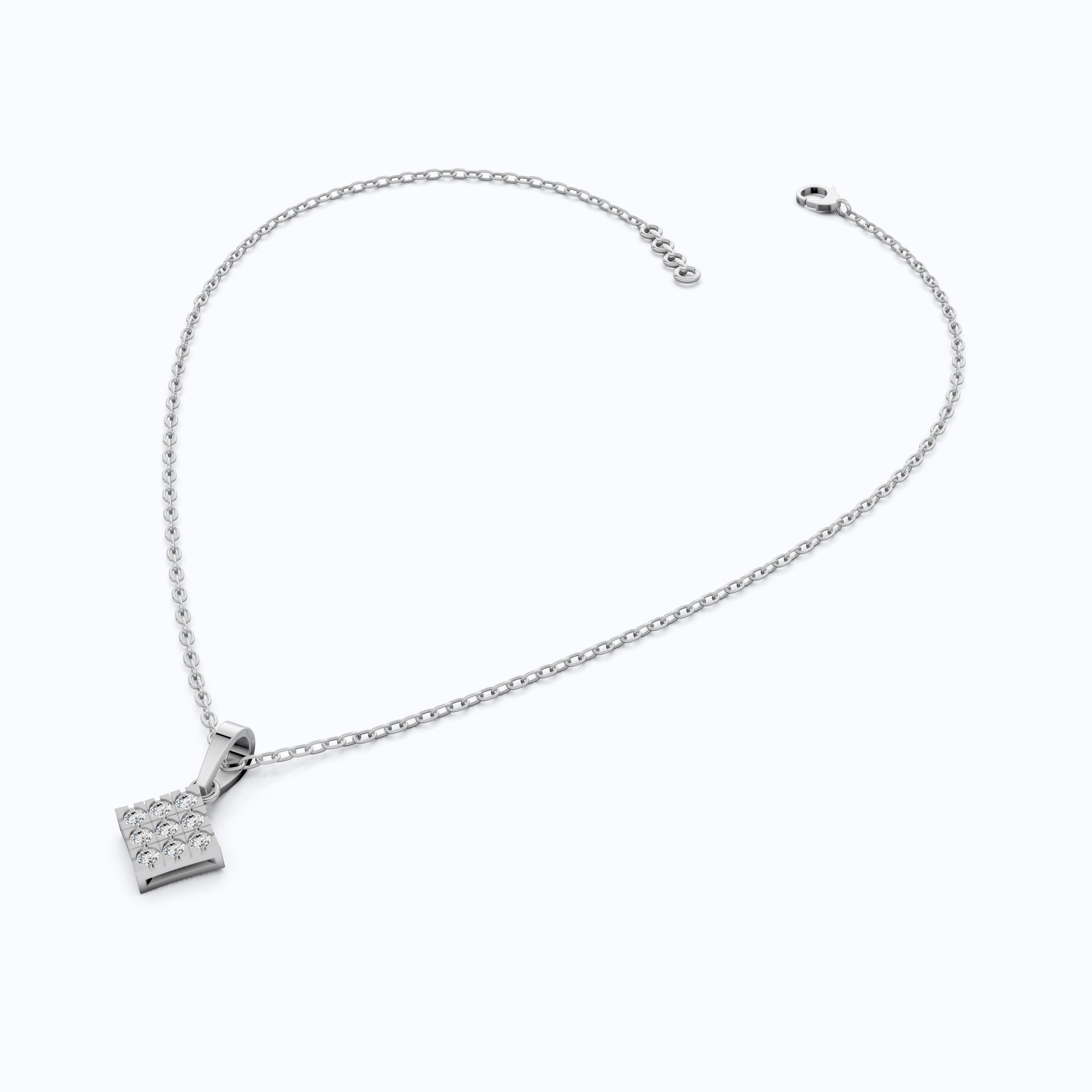 Classic Square Diamond Cluster Pendant in Lab Grown Diamond-14k Solid Gold, Luxury Jewelry Gift for Her, Everyday Jewelry