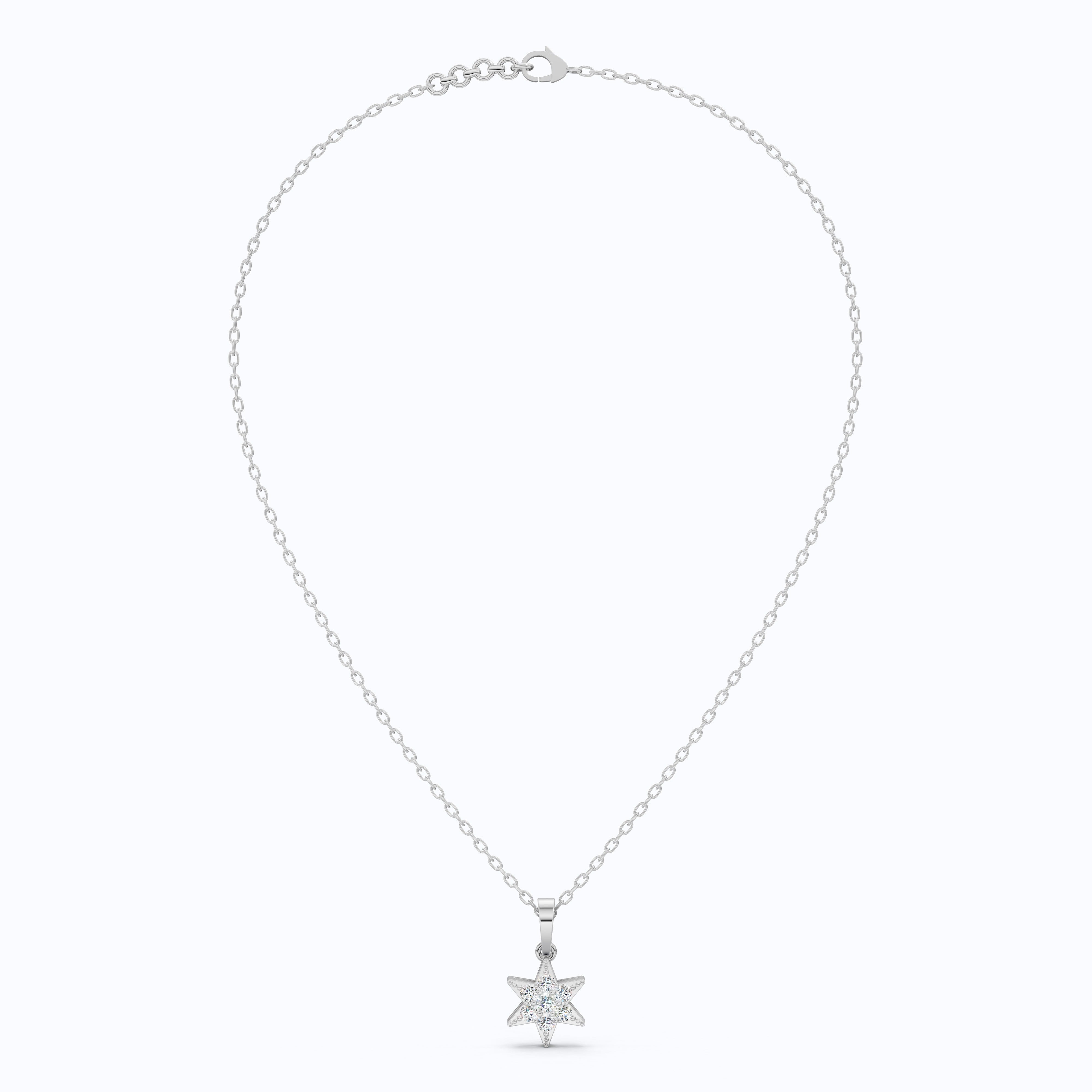 Starburst Six-Point Star Cluster Wedding Pendant Lab Diamond in 14k Solid Gold, Birthday Gift for Women, Handmade Jewelry