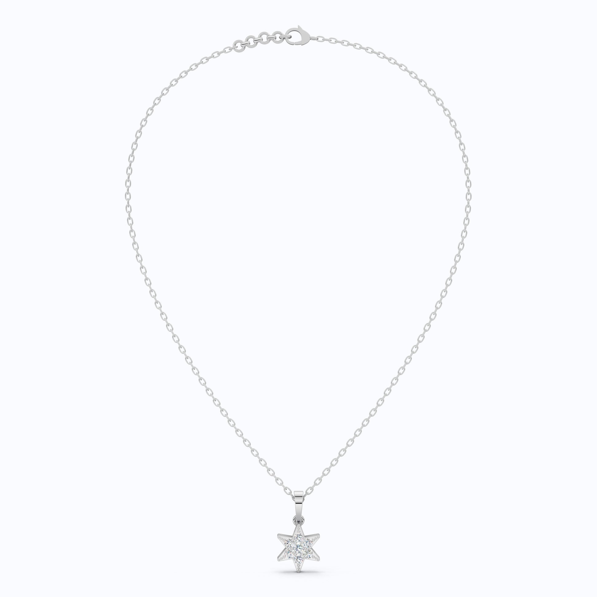 Starburst Six-Point Star Cluster Wedding Pendant Lab Diamond in 14k Solid Gold, Birthday Gift for Women, Handmade Jewelry