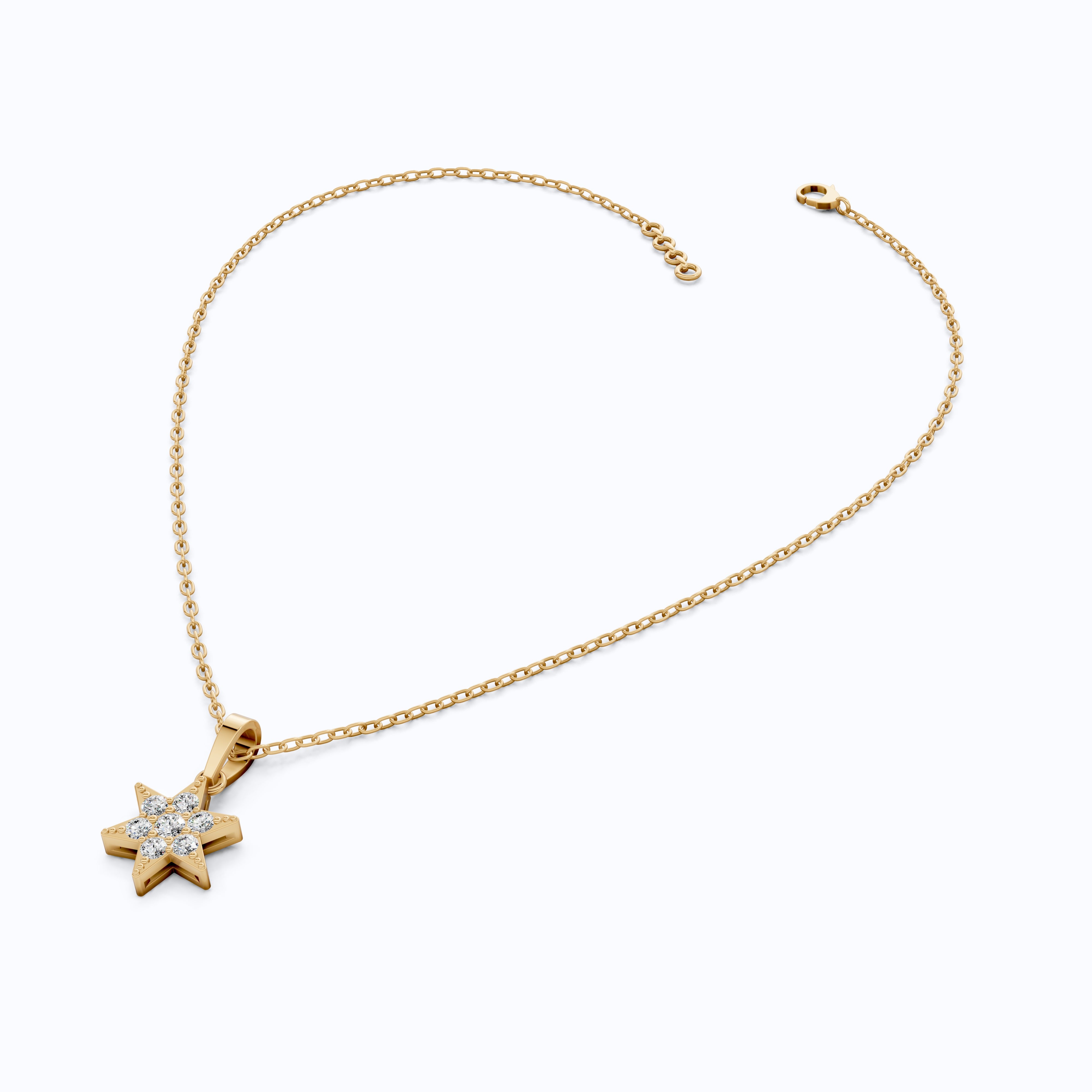 Starburst Six-Point Star Cluster Wedding Pendant Lab Diamond in 14k Solid Gold, Birthday Gift for Women, Handmade Jewelry