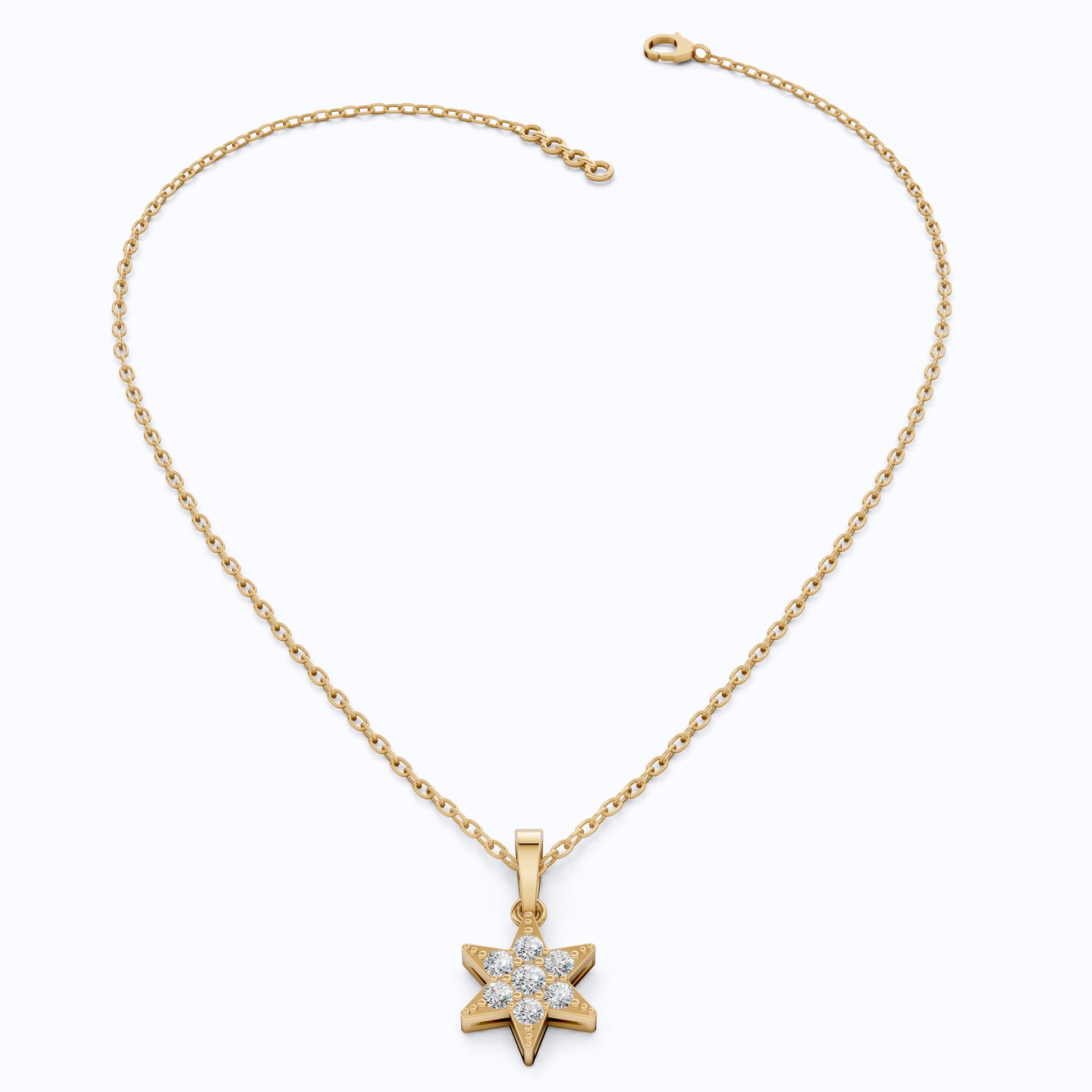 Starburst Six-Point Star Cluster Wedding Pendant Lab Diamond in 14k Solid Gold, Birthday Gift for Women, Handmade Jewelry