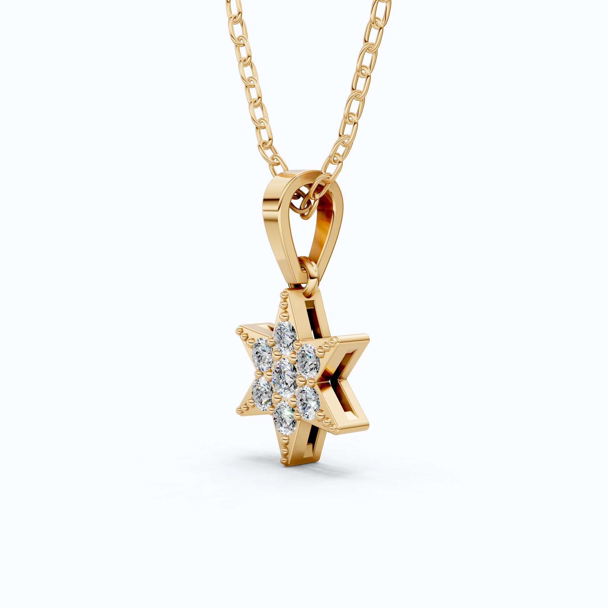 Starburst Six-Point Star Cluster Wedding Pendant Lab Diamond in 14k Solid Gold, Birthday Gift for Women, Handmade Jewelry