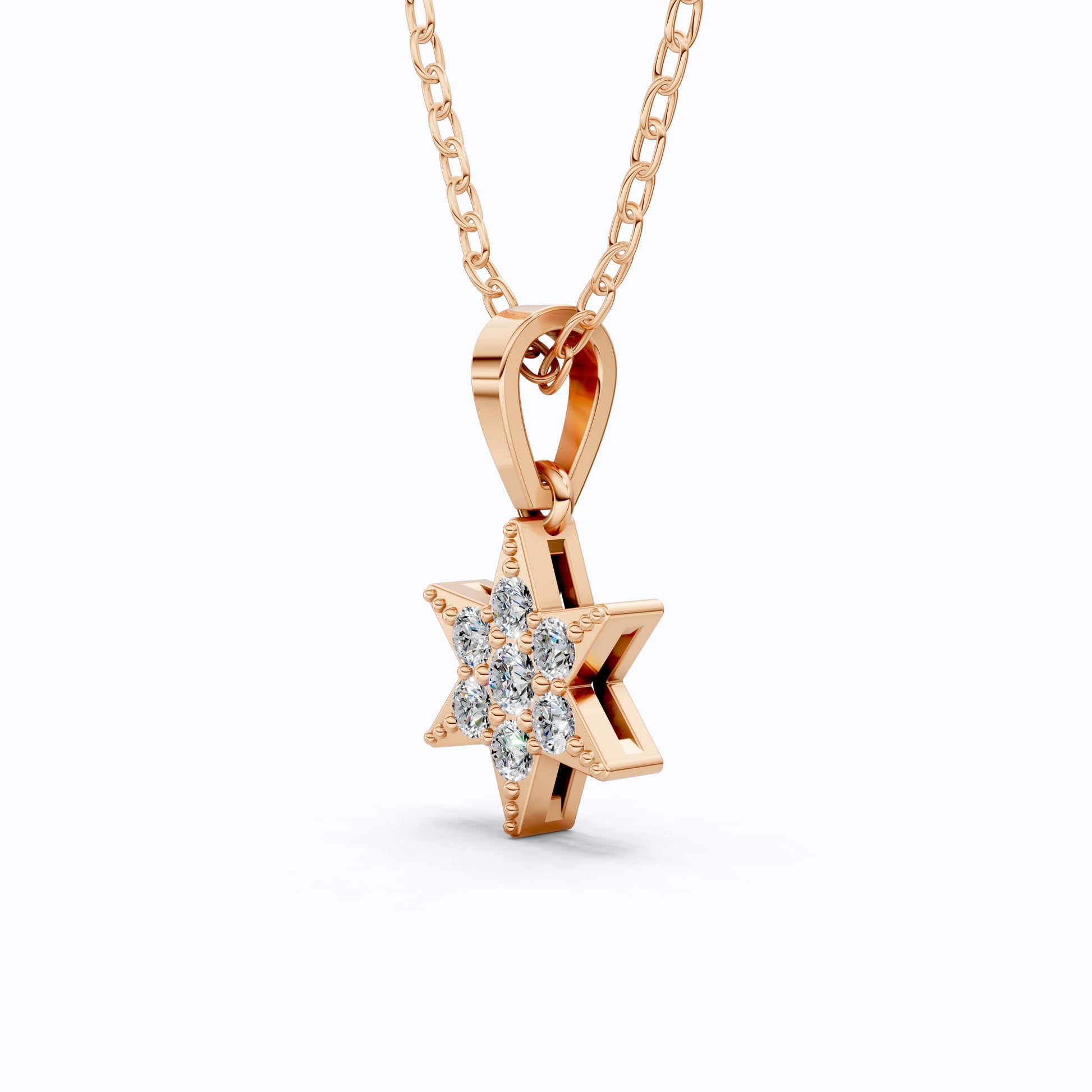 Starburst Six-Point Star Cluster Wedding Pendant Lab Diamond in 14k Solid Gold, Birthday Gift for Women, Handmade Jewelry