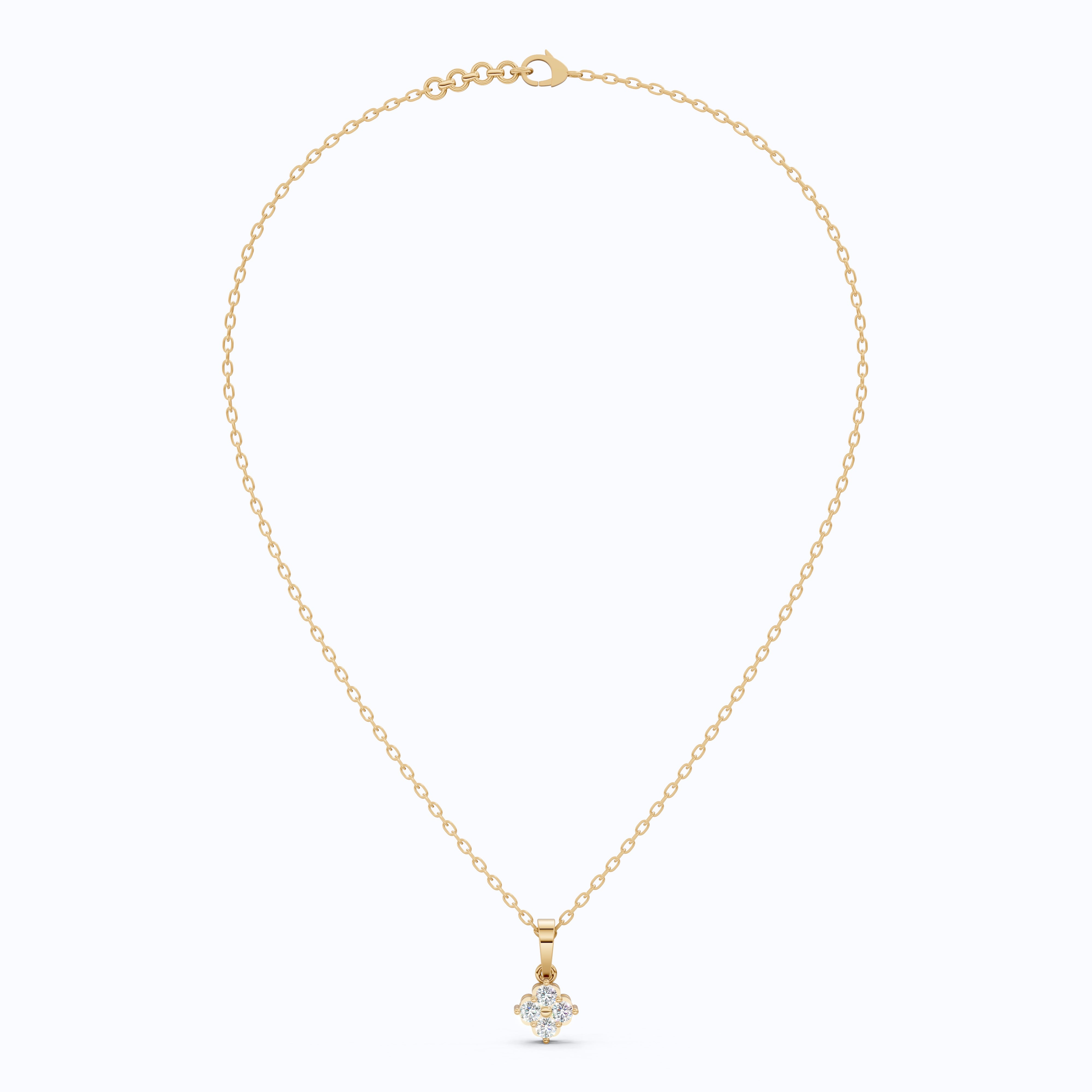 Vintage-Inspired Cluster Pendant in 14k Solid Gold, 0.24 TCW Round Cut Lab Grown Diamond, Bridal Jewelry, Everyday Pendant