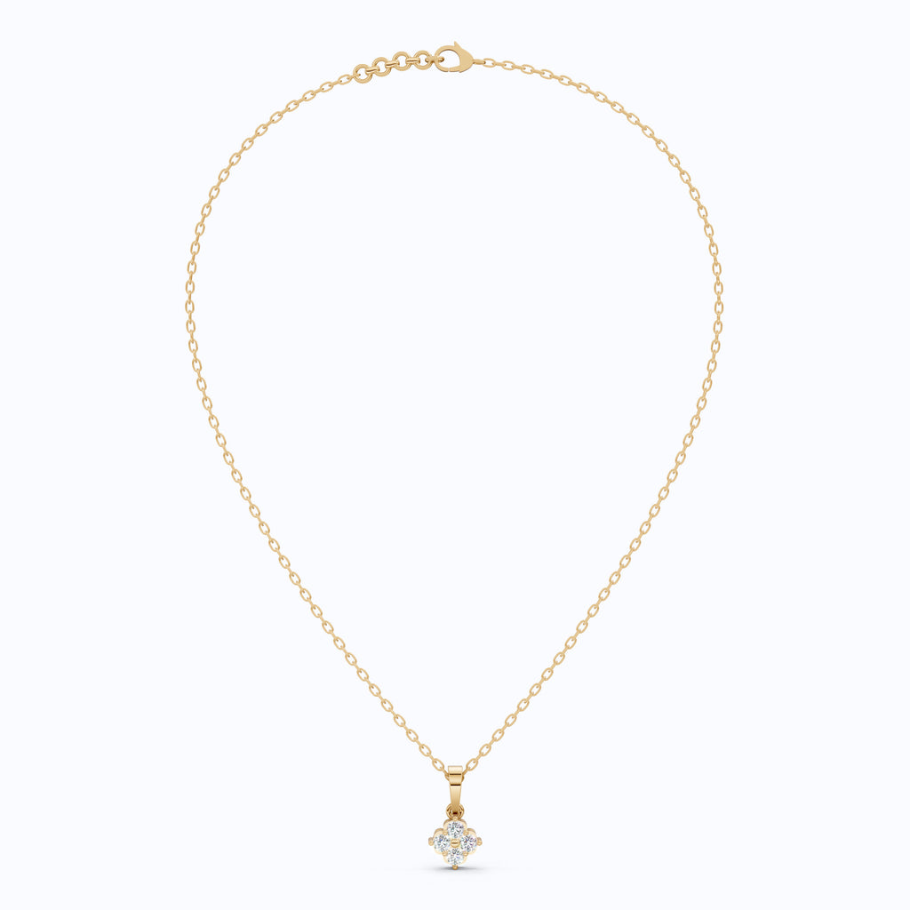 Vintage-Inspired Cluster Pendant in 14k Solid Gold, 0.24 TCW Round Cut Lab Grown Diamond, Bridal Jewelry, Everyday Pendant