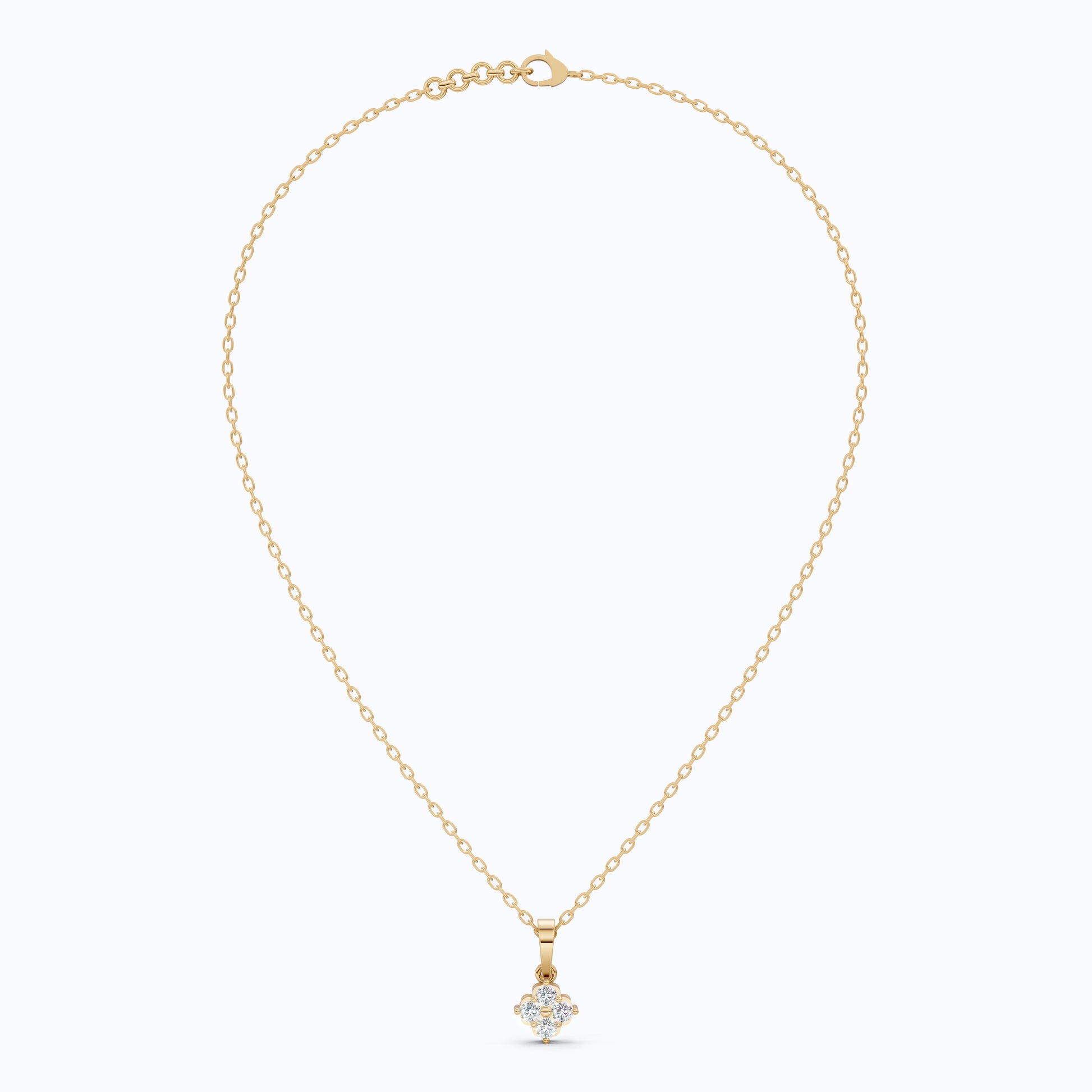 Vintage-Inspired Cluster Pendant in 14k Solid Gold, 0.24 TCW Round Cut Lab Grown Diamond, Bridal Jewelry, Everyday Pendant