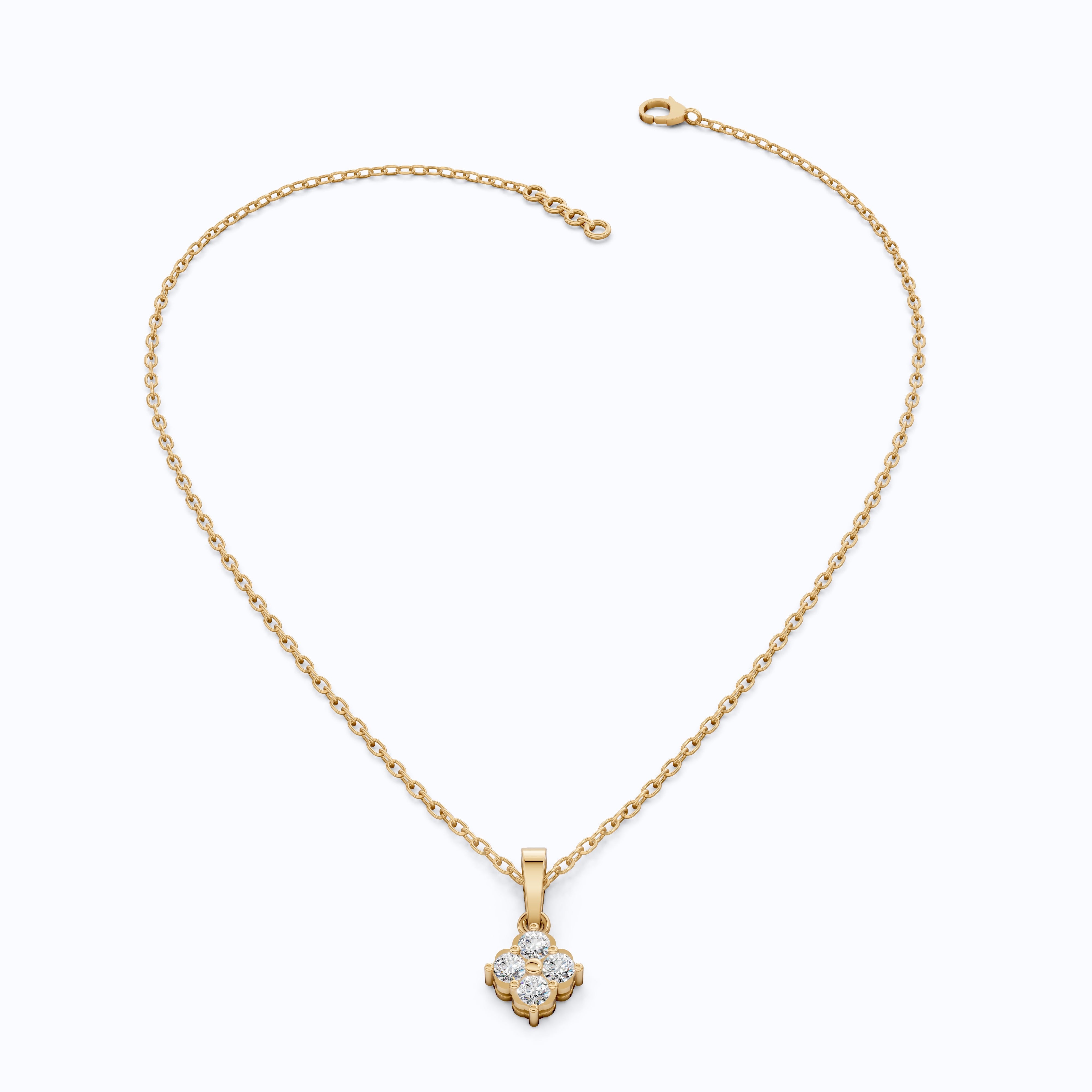 Vintage-Inspired Cluster Pendant in 14k Solid Gold, 0.24 TCW Round Cut Lab Grown Diamond, Bridal Jewelry, Everyday Pendant