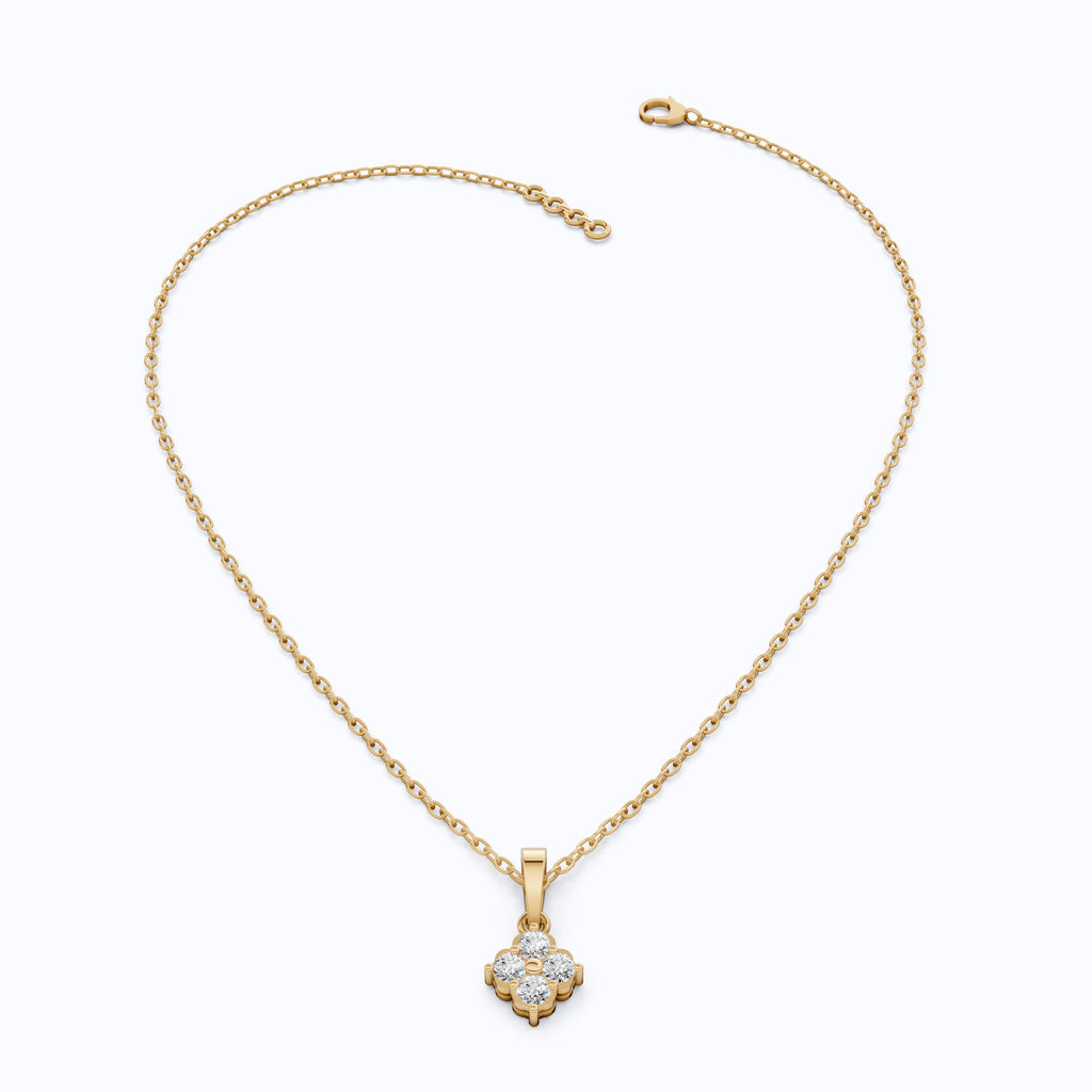 Vintage-Inspired Cluster Pendant in 14k Solid Gold, 0.24 TCW Round Cut Lab Grown Diamond, Bridal Jewelry, Everyday Pendant