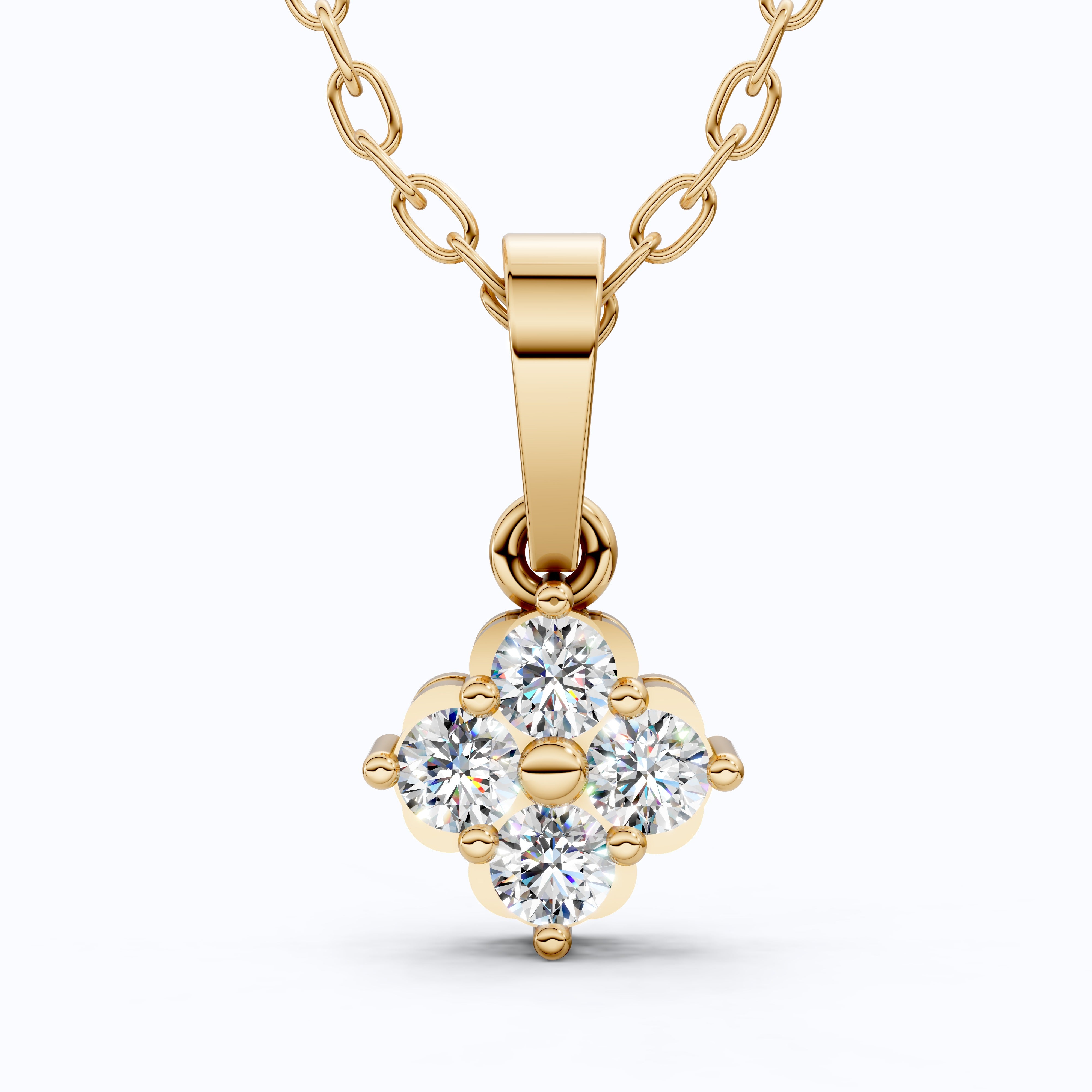 Vintage-Inspired Cluster Pendant in 14k Solid Gold, 0.24 TCW Round Cut Lab Grown Diamond, Bridal Jewelry, Everyday Pendant