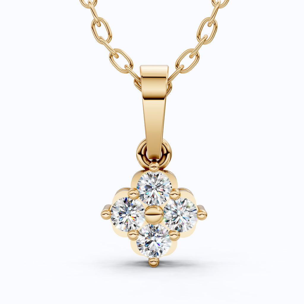 Vintage-Inspired Cluster Pendant in 14k Solid Gold, 0.24 TCW Round Cut Lab Grown Diamond, Bridal Jewelry, Everyday Pendant
