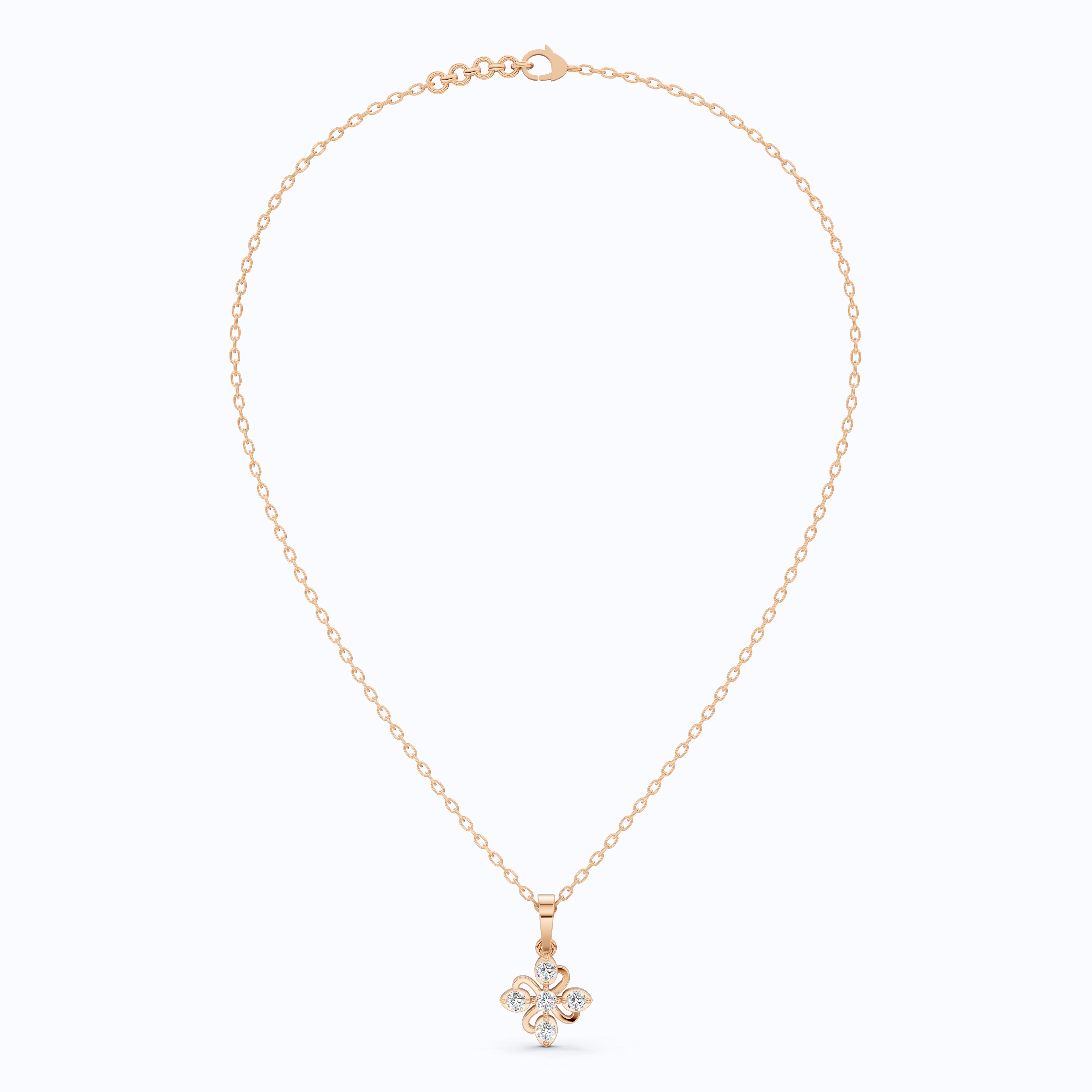 Floral Filigree Everyday Pendant in 14k Solid Gold, 0.25 TCW Round Cut Lab Grown Diamonds, Bridal Pendant, Gift for Women