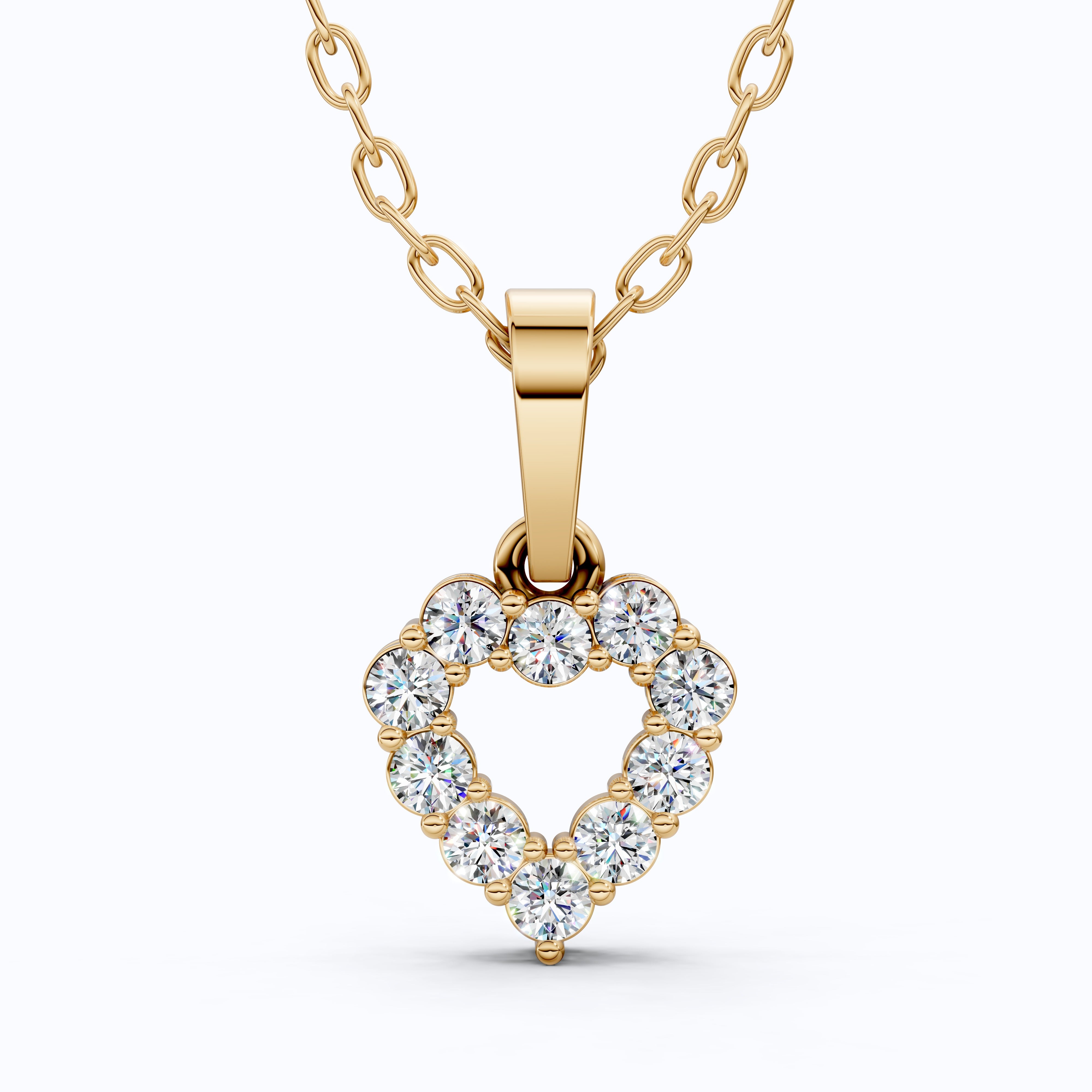 Delicate Open Heart Pendant with Sparkling Stones Everyday Pendant in 14K Solid Gold, Valentine's Day Gift, Everyday Handmade Jewelry