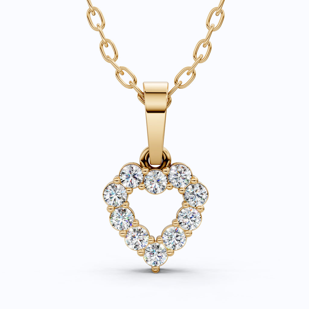 Delicate Open Heart Pendant with Sparkling Stones Everyday Pendant in 14K Solid Gold, Valentine's Day Gift, Everyday Handmade Jewelry