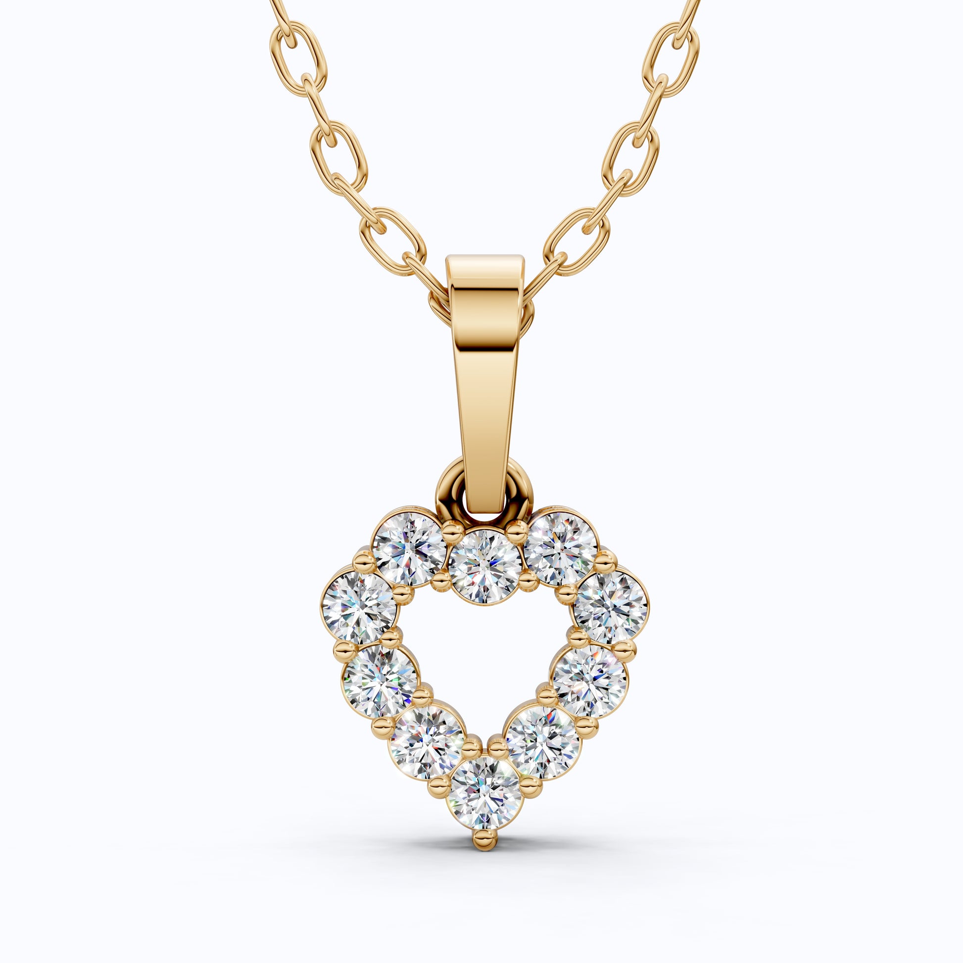 Delicate Open Heart Pendant with Sparkling Stones Everyday Pendant in 14K Solid Gold, Valentine's Day Gift, Everyday Handmade Jewelry