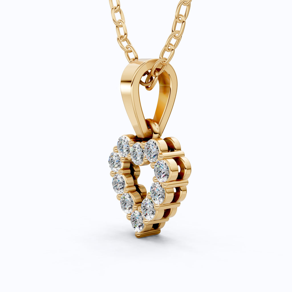 Delicate Open Heart Pendant with Sparkling Stones Everyday Pendant in 14K Solid Gold, Valentine's Day Gift, Everyday Handmade Jewelry
