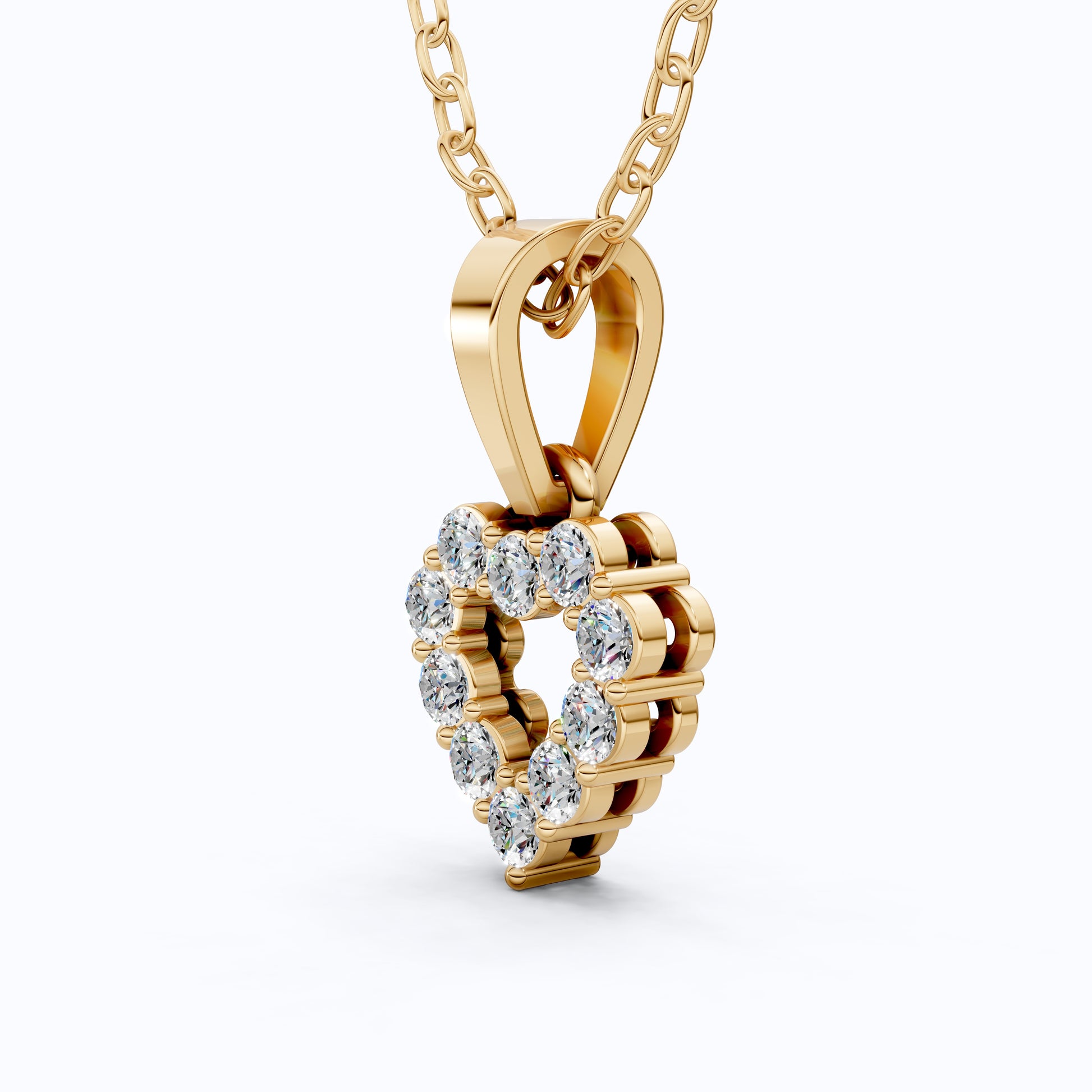 Delicate Open Heart Pendant with Sparkling Stones Everyday Pendant in 14K Solid Gold, Valentine's Day Gift, Everyday Handmade Jewelry
