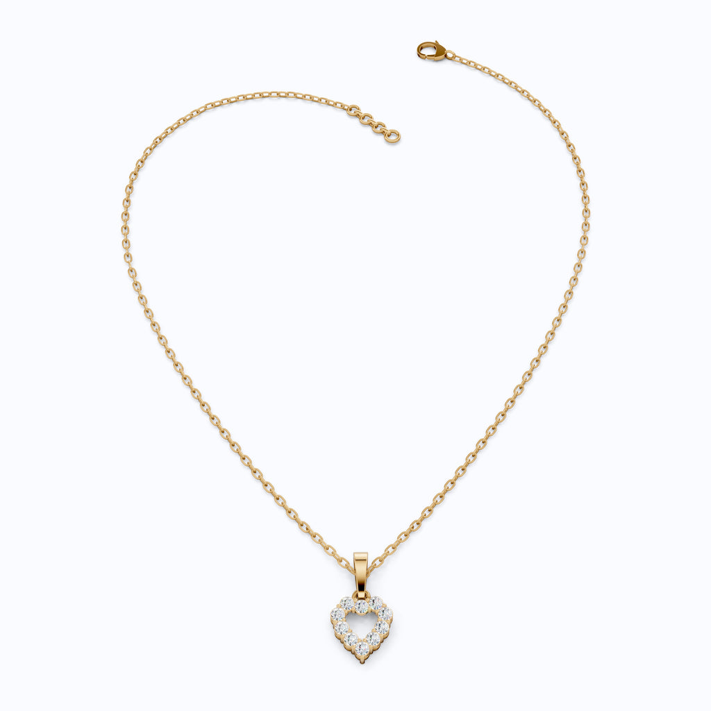 Delicate Open Heart Pendant with Sparkling Stones Everyday Pendant in 14K Solid Gold, Valentine's Day Gift, Everyday Handmade Jewelry