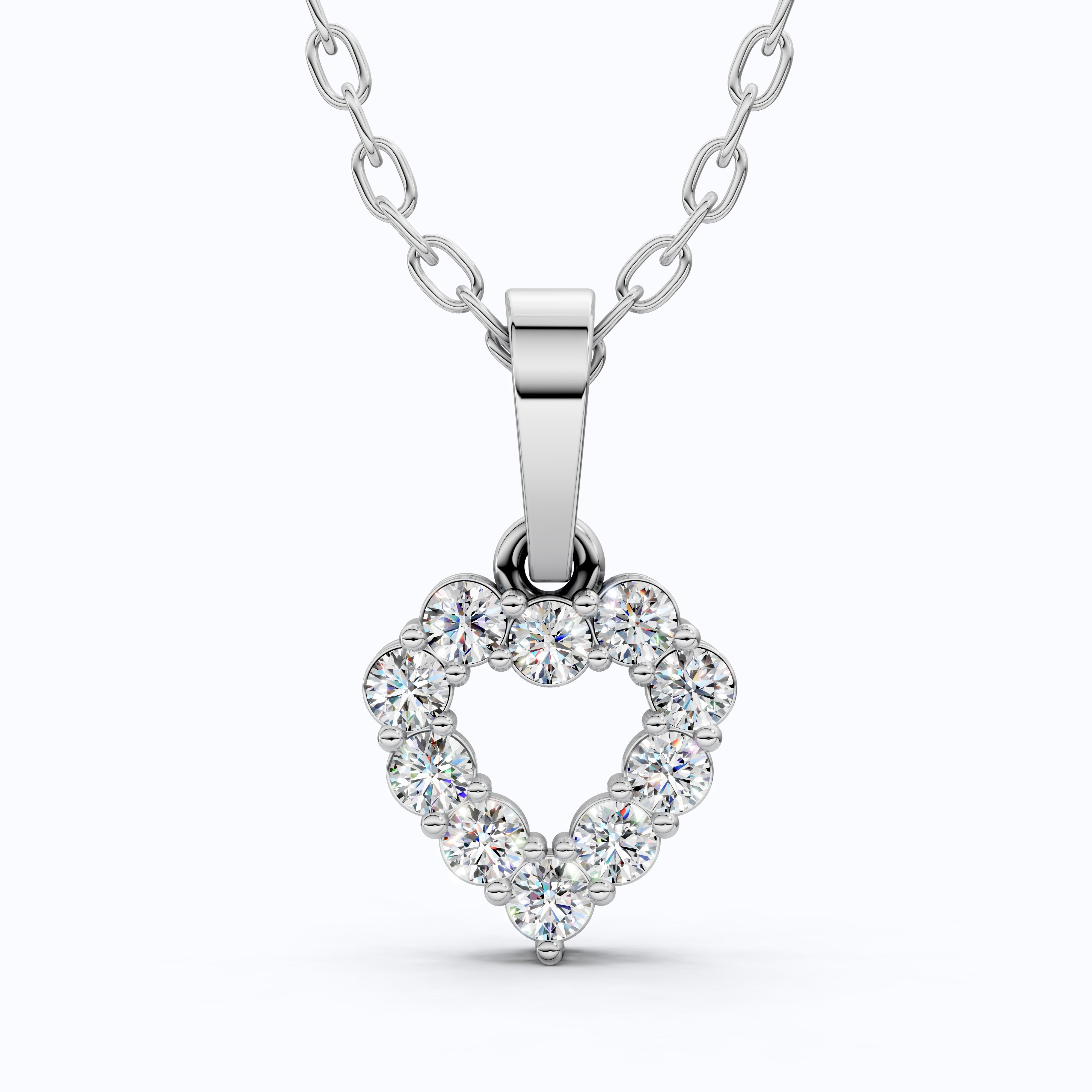 Delicate Open Heart Pendant with Sparkling Stones Everyday Pendant in 14K Solid Gold, Valentine's Day Gift, Everyday Handmade Jewelry