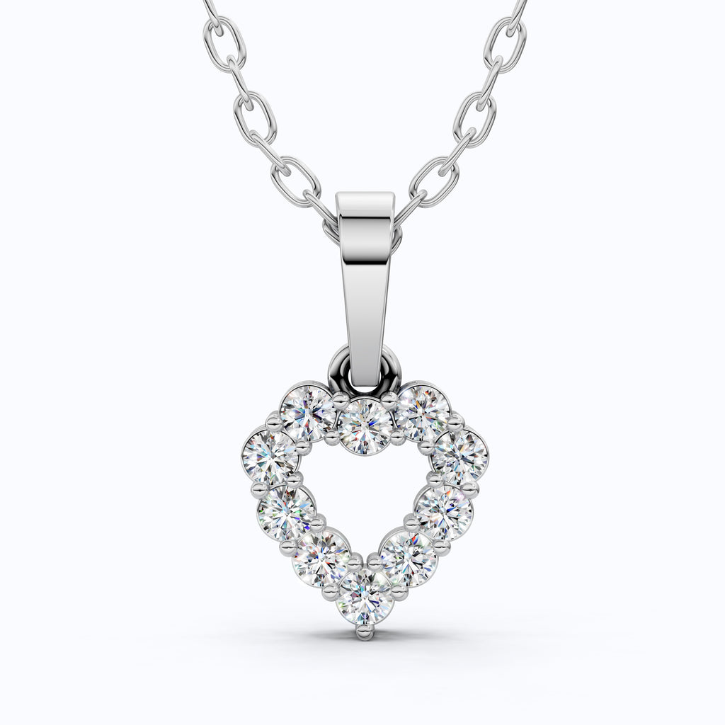 Delicate Open Heart Pendant with Sparkling Stones Everyday Pendant in 14K Solid Gold, Valentine's Day Gift, Everyday Handmade Jewelry