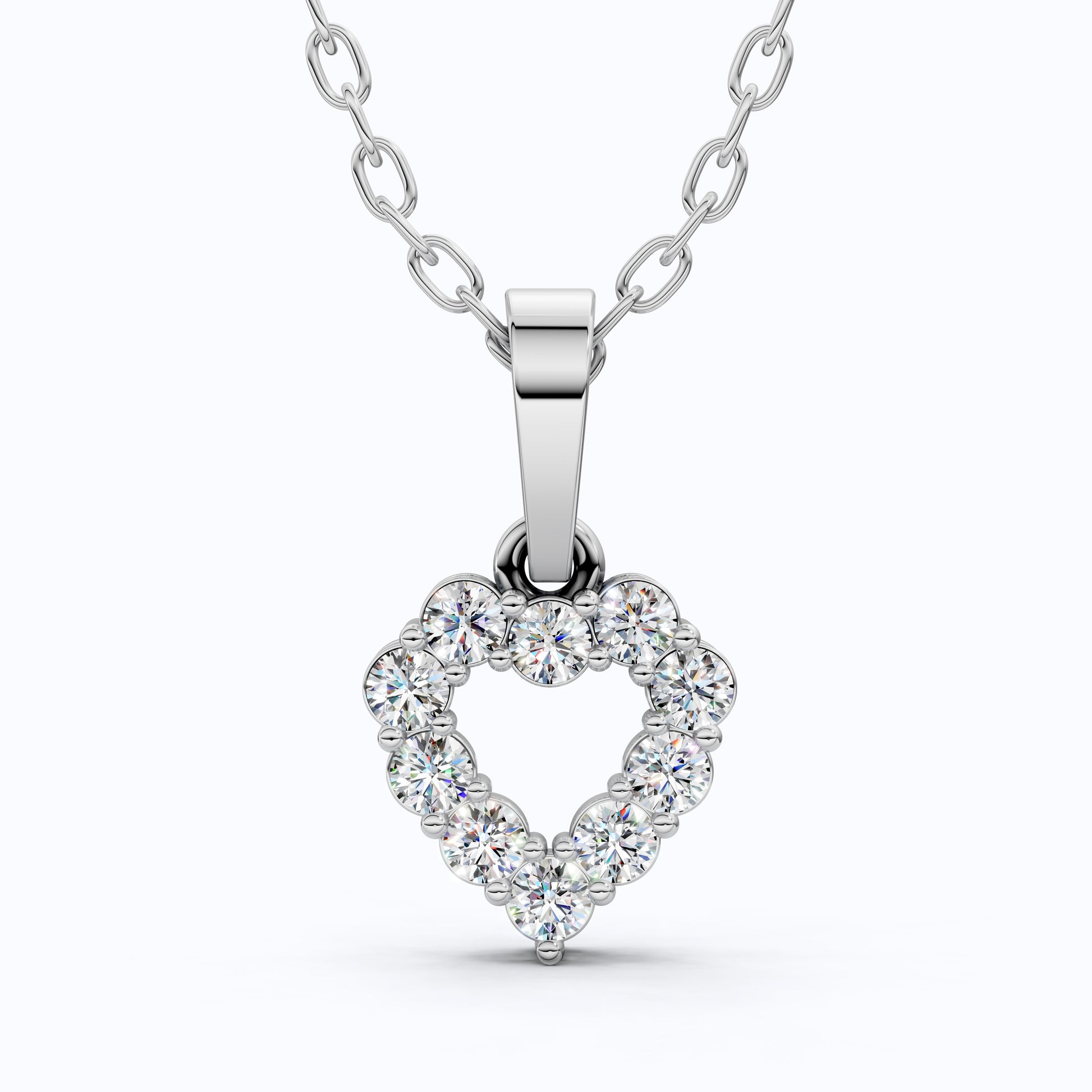 Delicate Open Heart Pendant with Sparkling Stones Everyday Pendant in 14K Solid Gold, Valentine's Day Gift, Everyday Handmade Jewelry