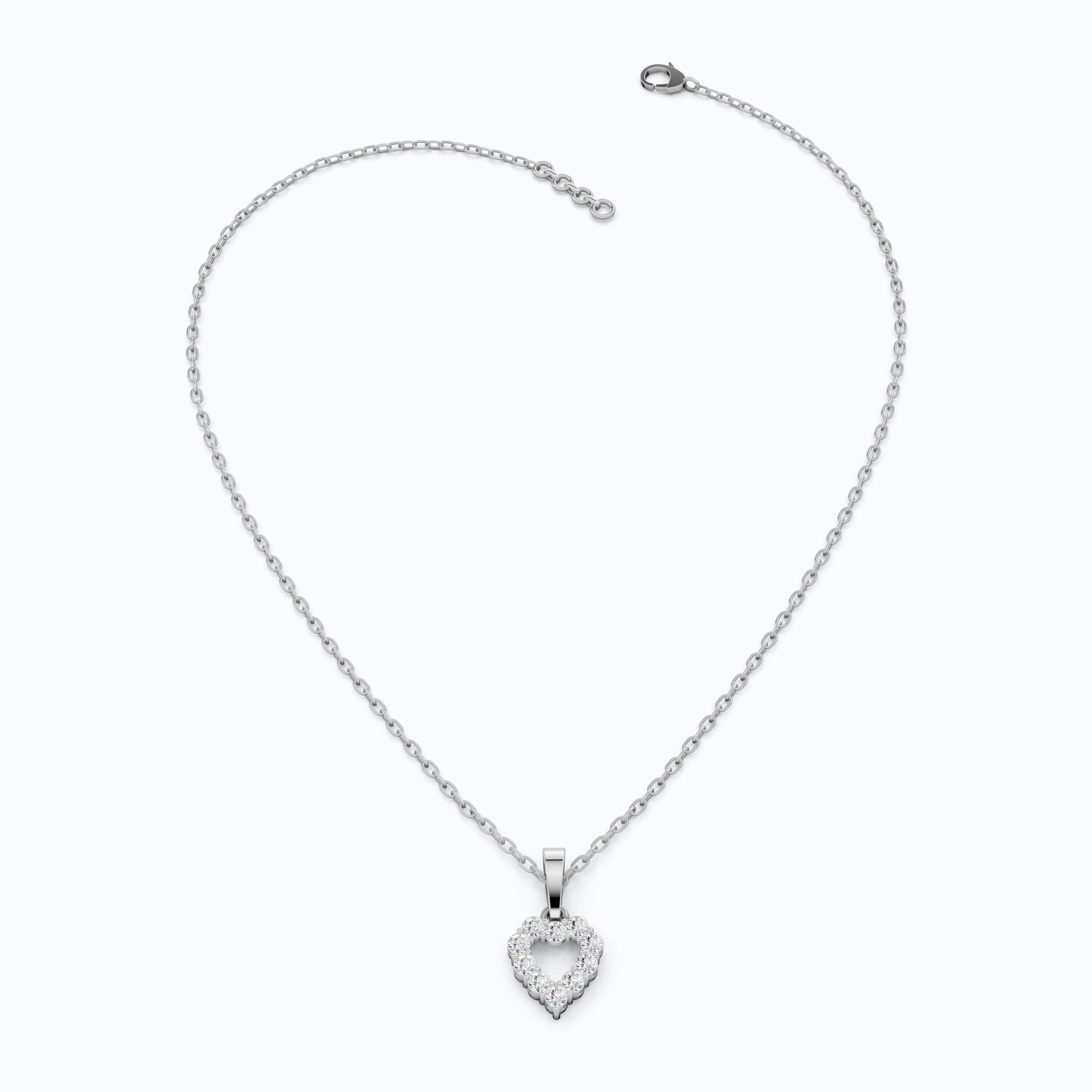 Delicate Open Heart Pendant with Sparkling Stones Everyday Pendant in 14K Solid Gold, Valentine's Day Gift, Everyday Handmade Jewelry