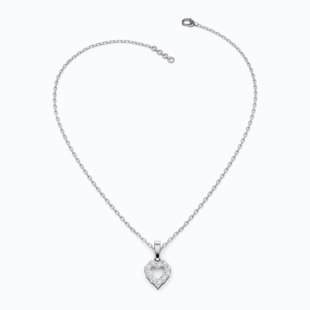 Delicate Open Heart Pendant with Sparkling Stones Everyday Pendant in 14K Solid Gold, Valentine's Day Gift, Everyday Handmade Jewelry
