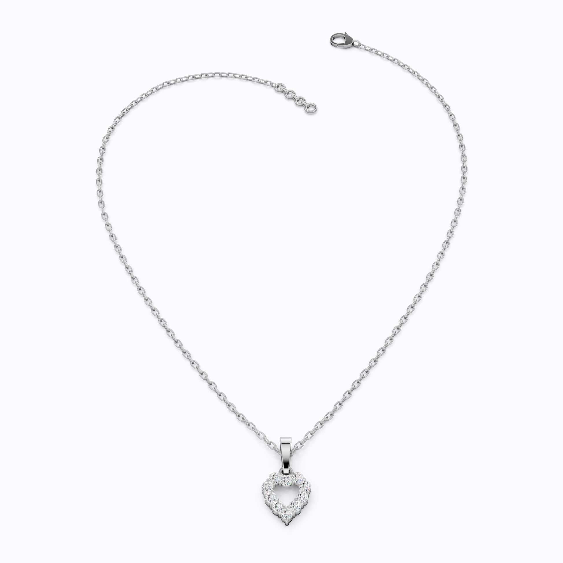 Delicate Open Heart Pendant with Sparkling Stones Everyday Pendant in 14K Solid Gold, Valentine's Day Gift, Everyday Handmade Jewelry