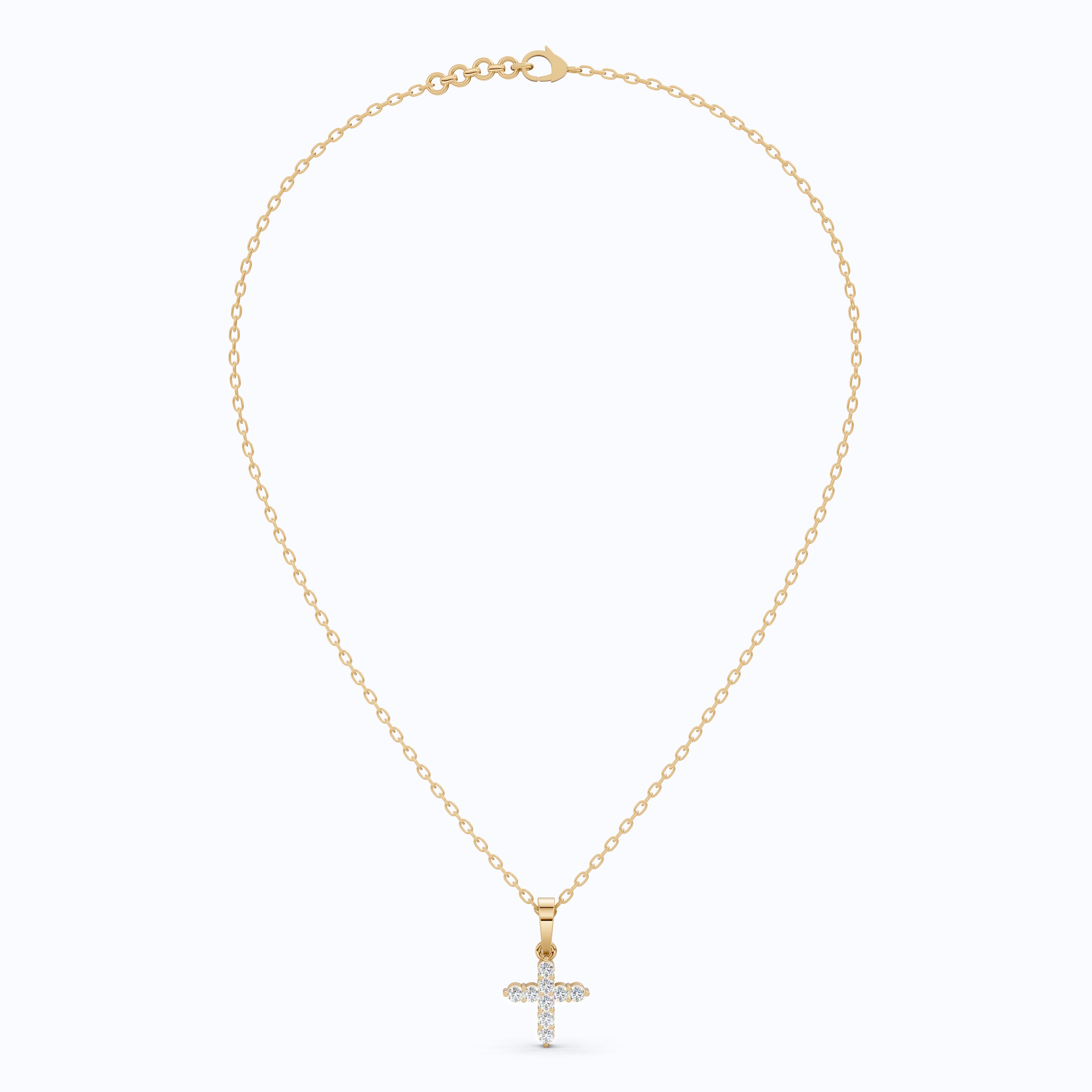 Sparkling Cross Cluster Pendant in 14K Solid Gold, 0.23 TCW Round Cut Lab Diamonds, Religious Gift for Her, Bridal Jewelry