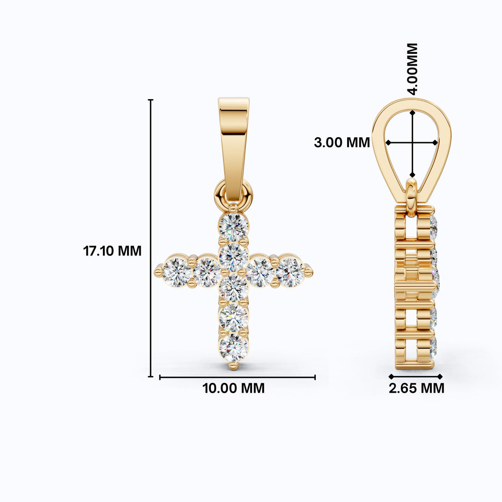 Sparkling Cross Cluster Pendant in 14K Solid Gold, 0.23 TCW Round Cut Lab Diamonds, Religious Gift for Her, Bridal Jewelry