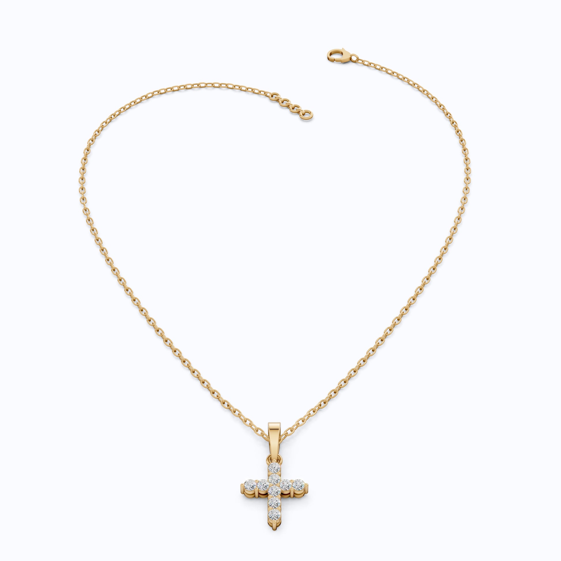Sparkling Cross Cluster Pendant in 14K Solid Gold, 0.23 TCW Round Cut Lab Diamonds, Religious Gift for Her, Bridal Jewelry