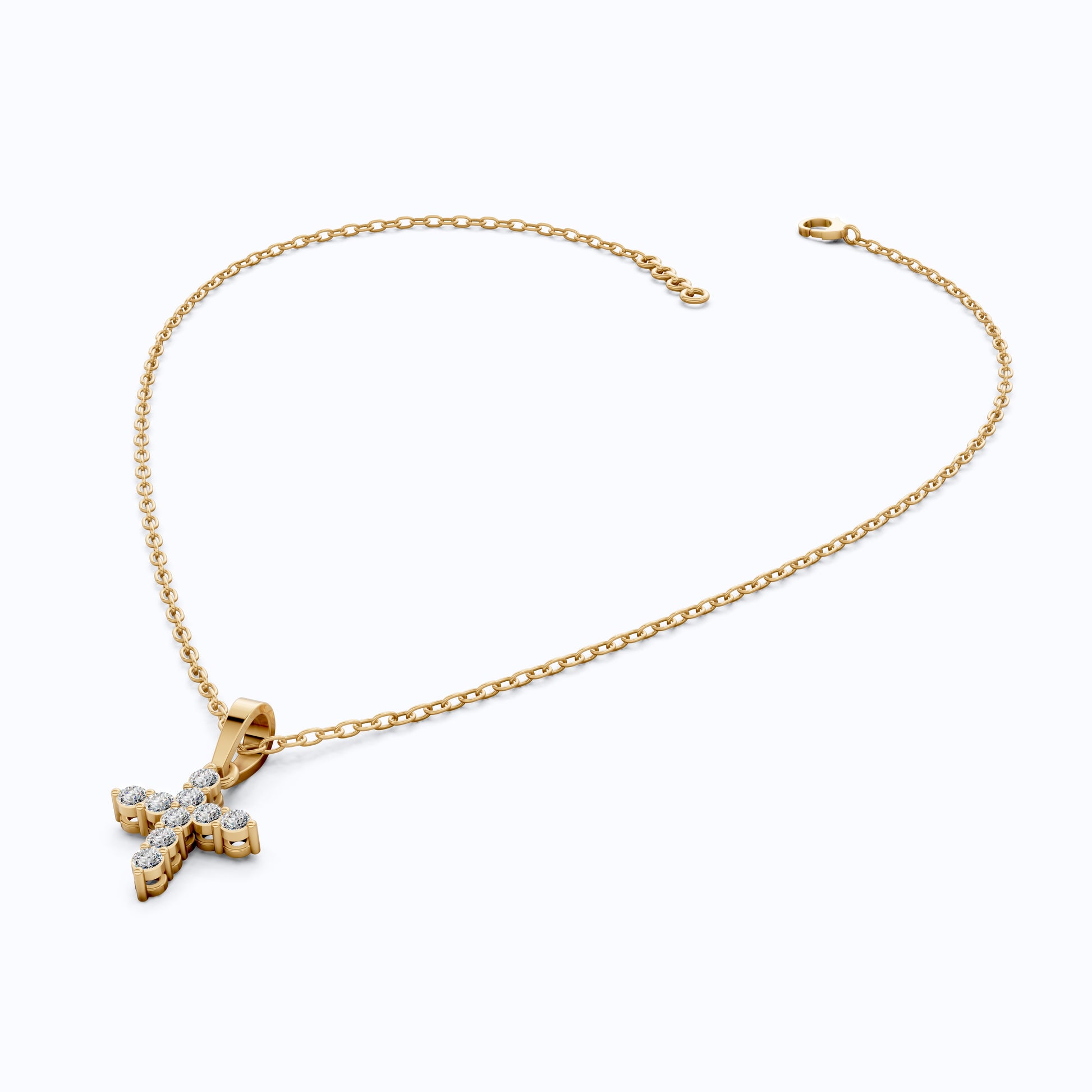 Sparkling Cross Cluster Pendant in 14K Solid Gold, 0.23 TCW Round Cut Lab Diamonds, Religious Gift for Her, Bridal Jewelry