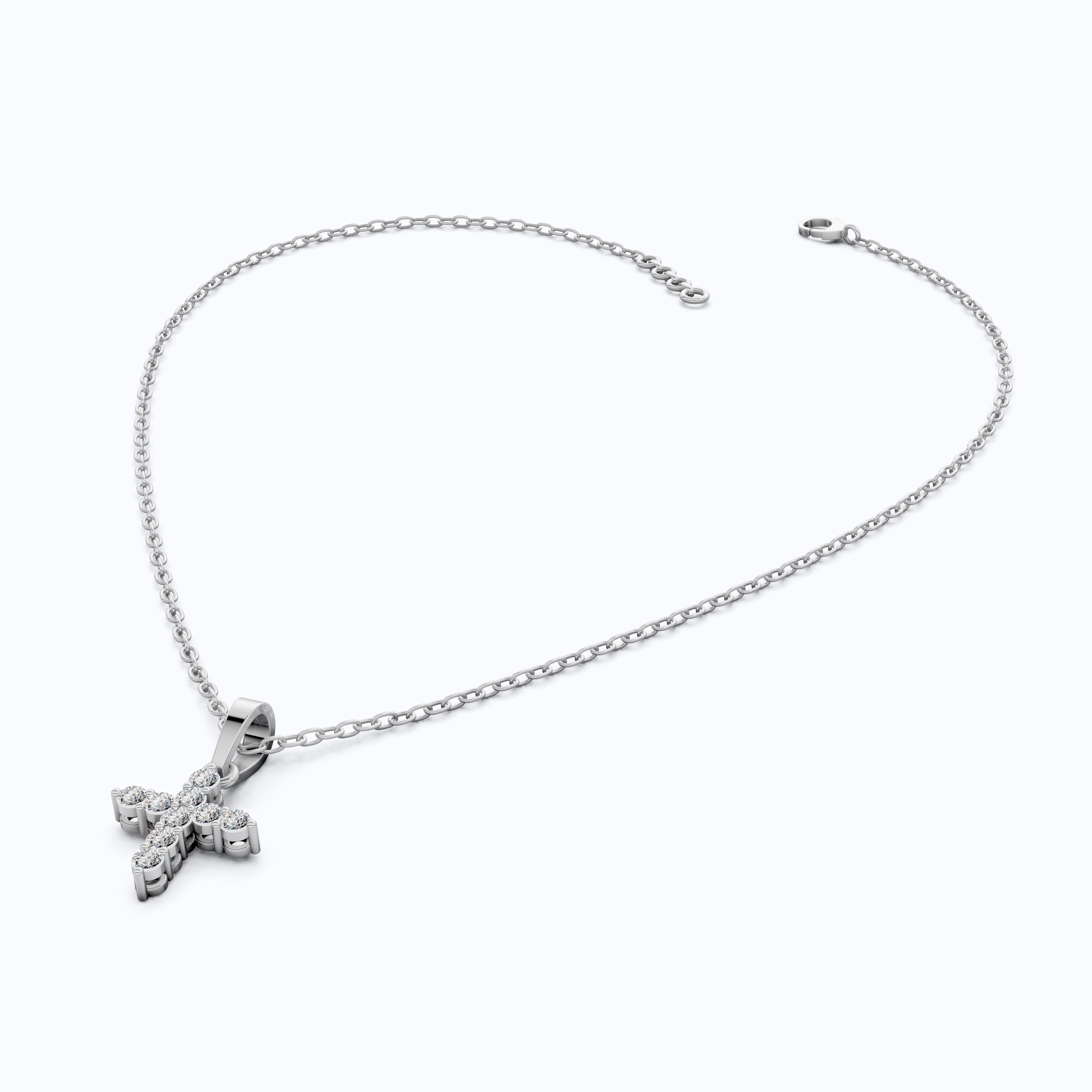 Sparkling Cross Cluster Pendant in 14K Solid Gold, 0.23 TCW Round Cut Lab Diamonds, Religious Gift for Her, Bridal Jewelry