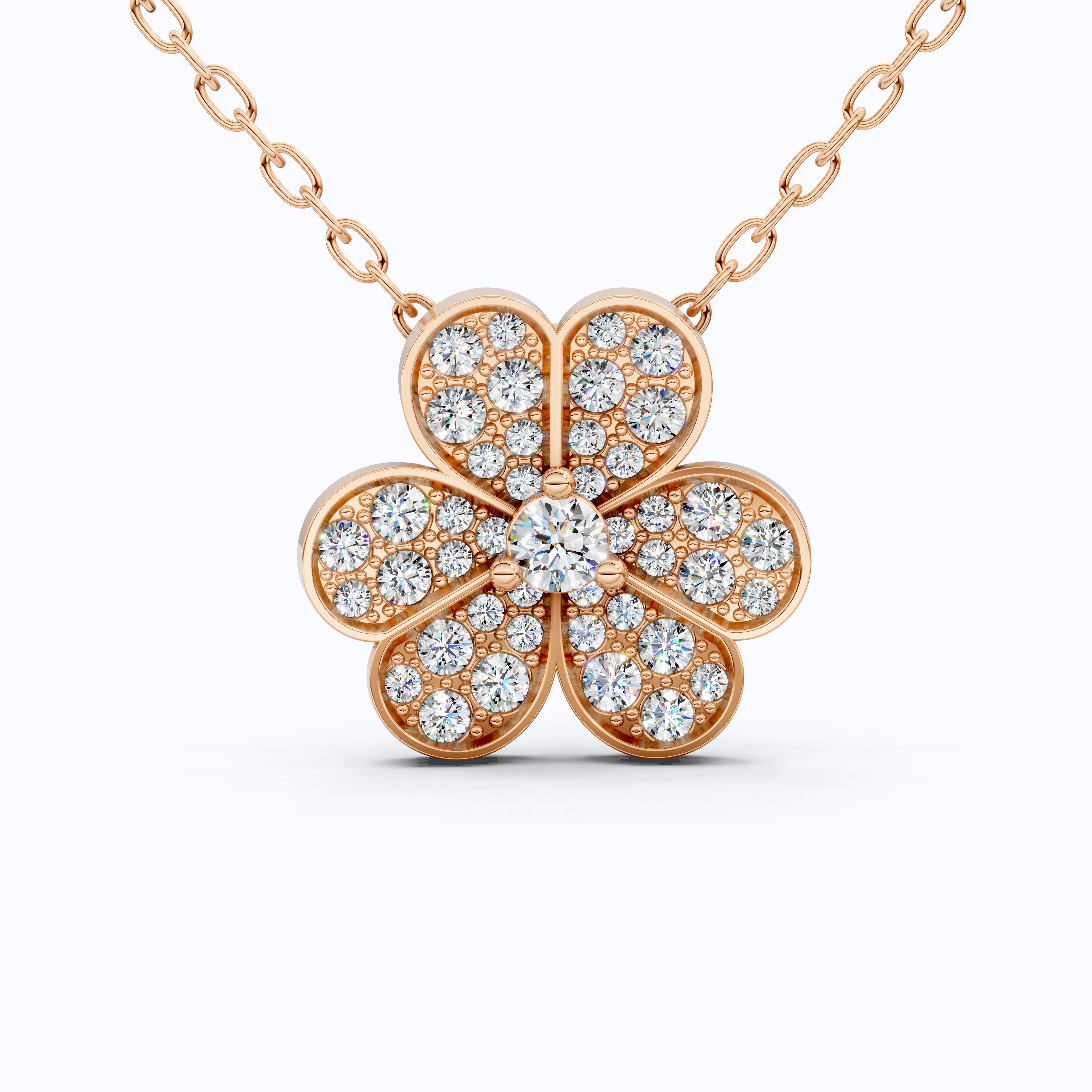 Rounded Petal Floral Wedding Pendant in 14K Solid Gold 0.44 TCW Round Cut Lab Created Diamonds, Bridesmaid Jewelry, Gift for Her