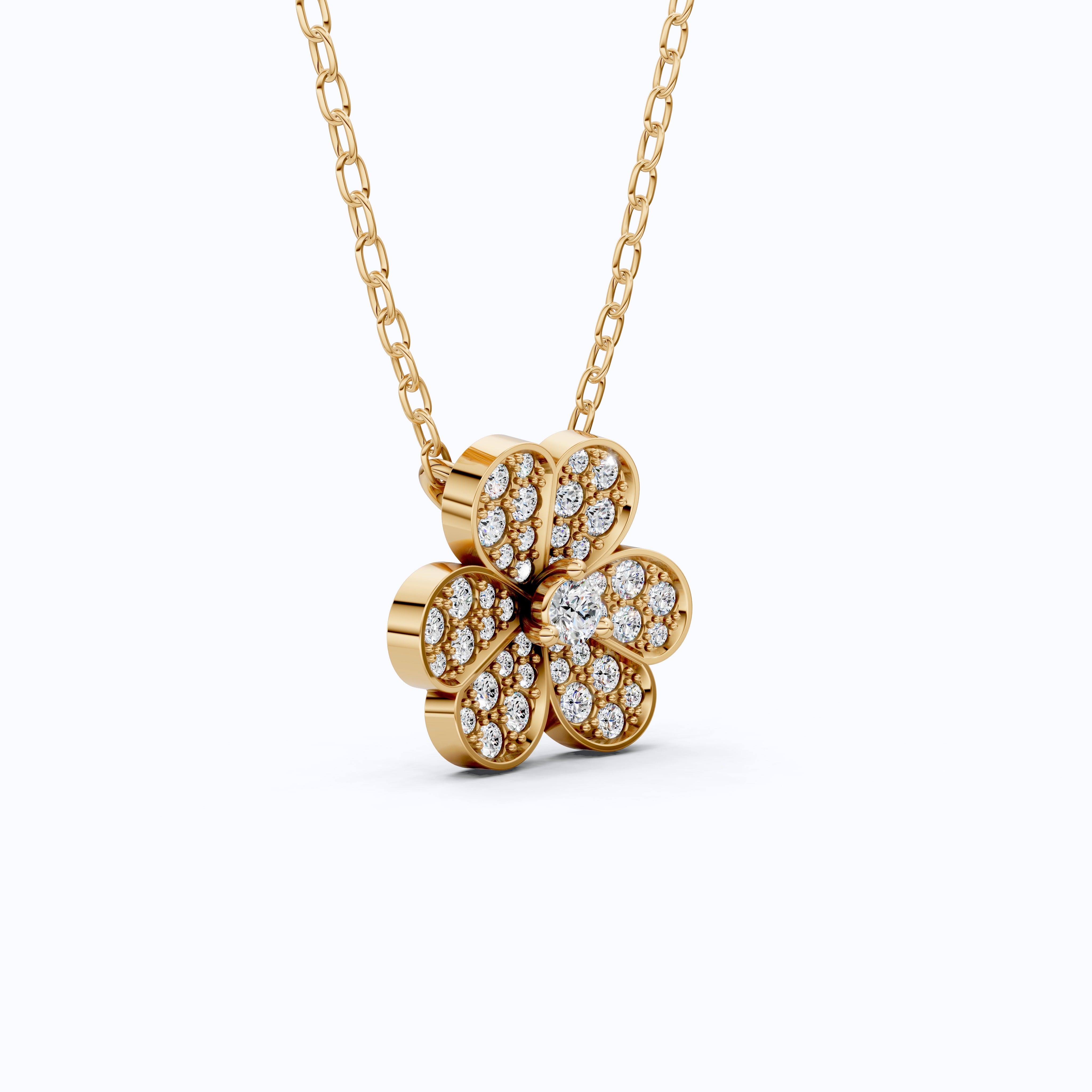 Rounded Petal Floral Wedding Pendant in 14K Solid Gold 0.44 TCW Round Cut Lab Created Diamonds, Bridesmaid Jewelry, Gift for Her