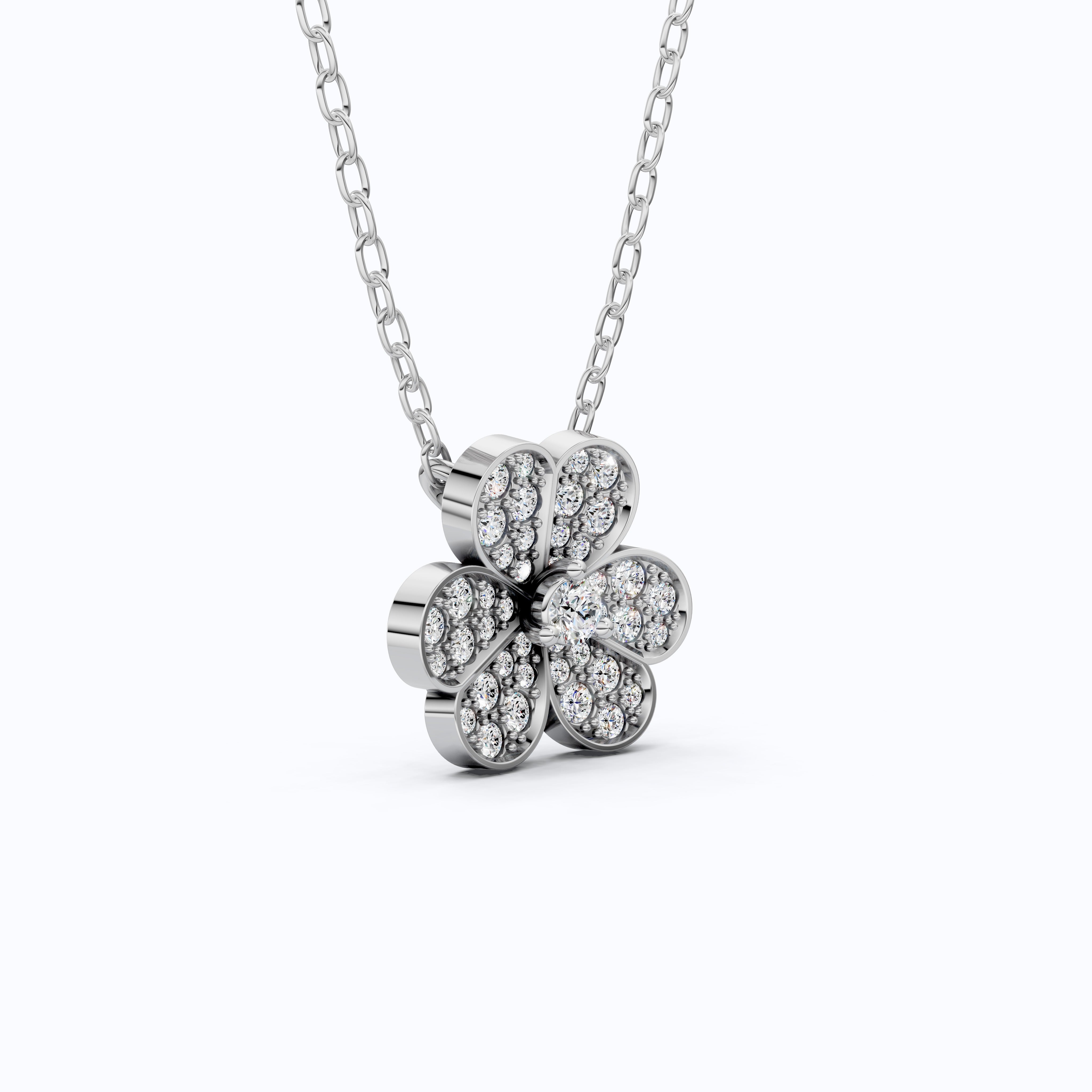 Rounded Petal Floral Wedding Pendant in 14K Solid Gold 0.44 TCW Round Cut Lab Created Diamonds, Bridesmaid Jewelry, Gift for Her