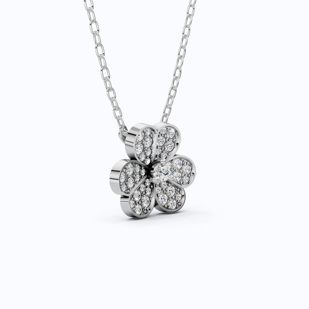 Rounded Petal Floral Wedding Pendant in 14K Solid Gold 0.44 TCW Round Cut Lab Created Diamonds, Bridesmaid Jewelry, Gift for Her