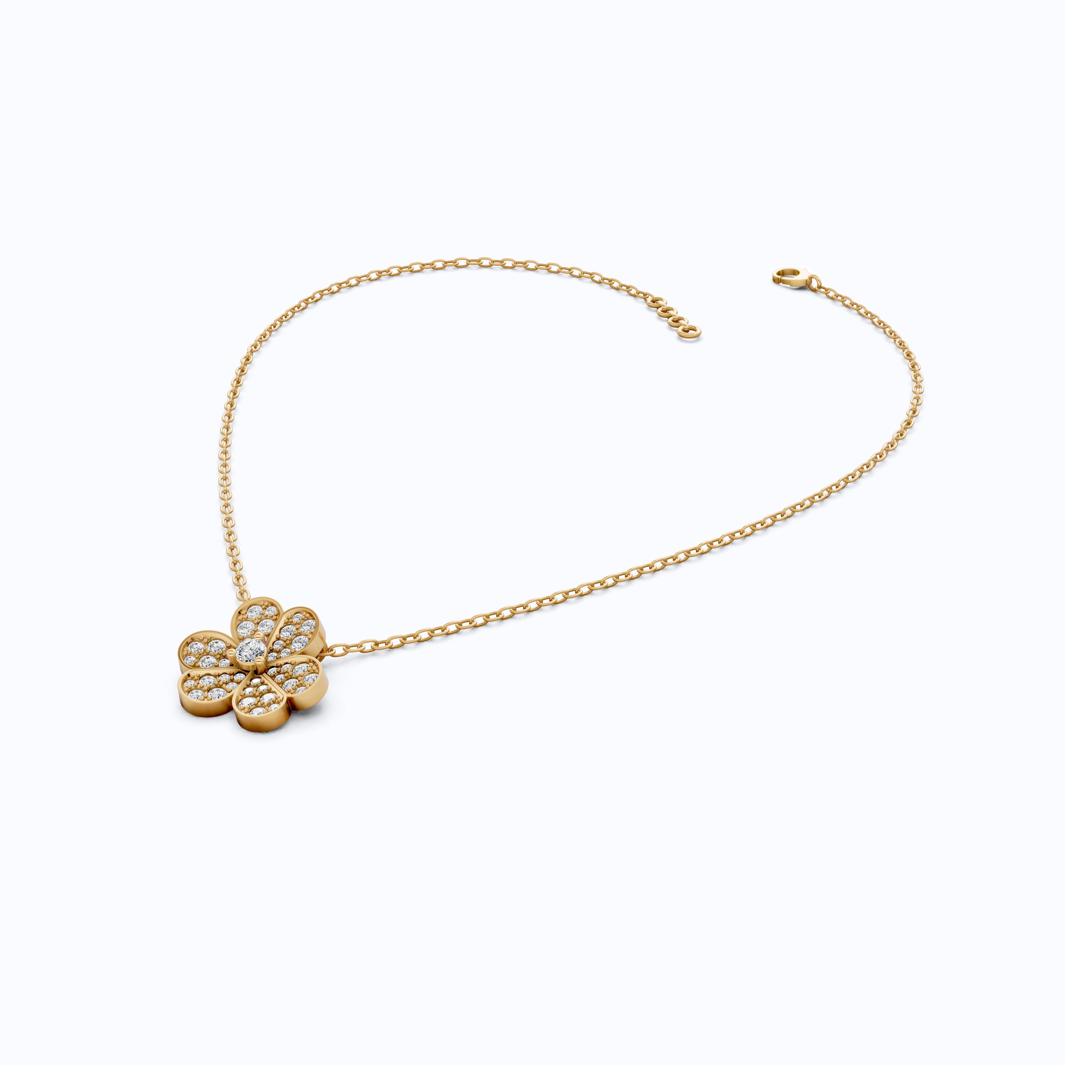 Rounded Petal Floral Wedding Pendant in 14K Solid Gold 0.44 TCW Round Cut Lab Created Diamonds, Bridesmaid Jewelry, Gift for Her