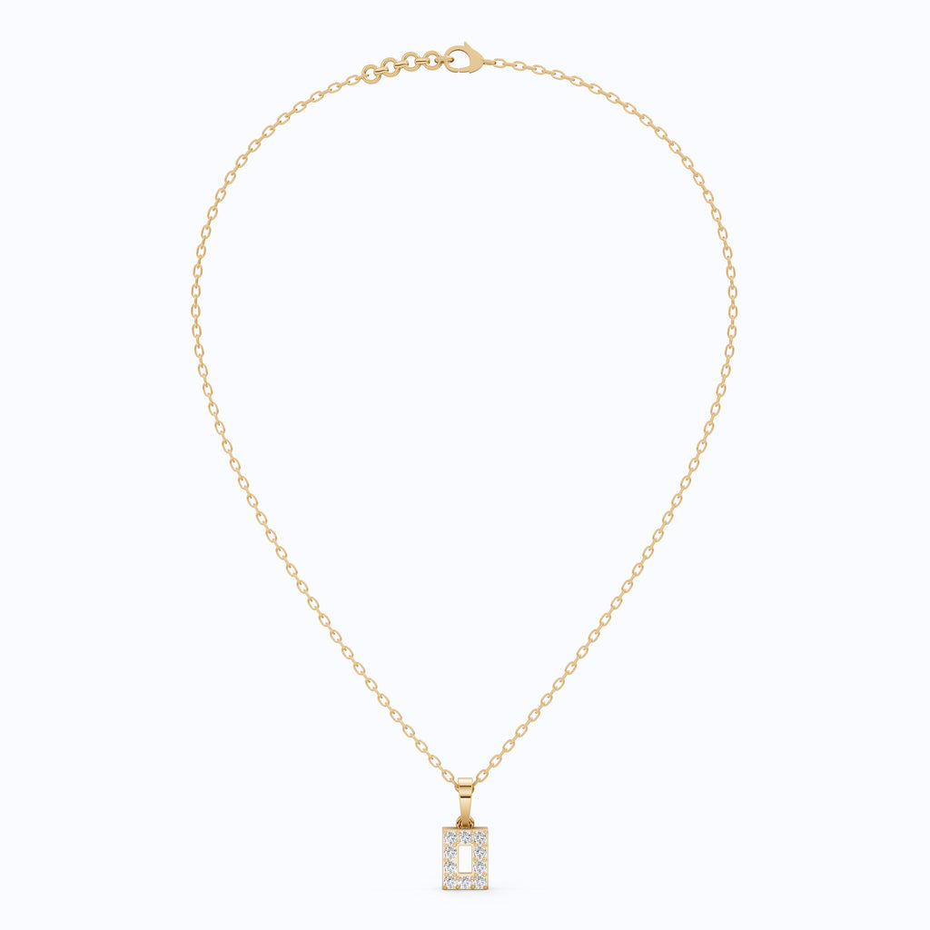 Modern Open Rectangle Halo Diamond Pendant in 14k Solid Gold, 0.25 TCW Round Cut Lab Diamonds, Anniversary Gift for Her, Handmade Everyday Pendant