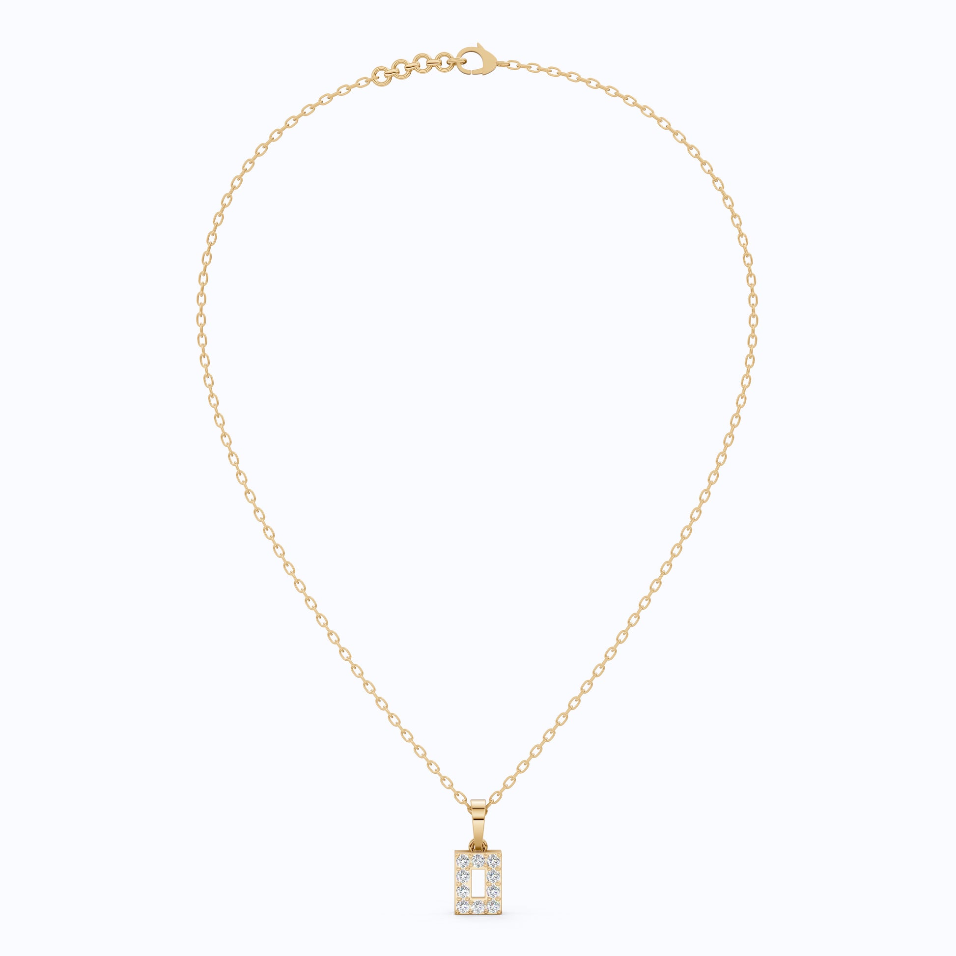 Modern Open Rectangle Halo Diamond Pendant in 14k Solid Gold, 0.25 TCW Round Cut Lab Diamonds, Anniversary Gift for Her, Handmade Everyday Pendant