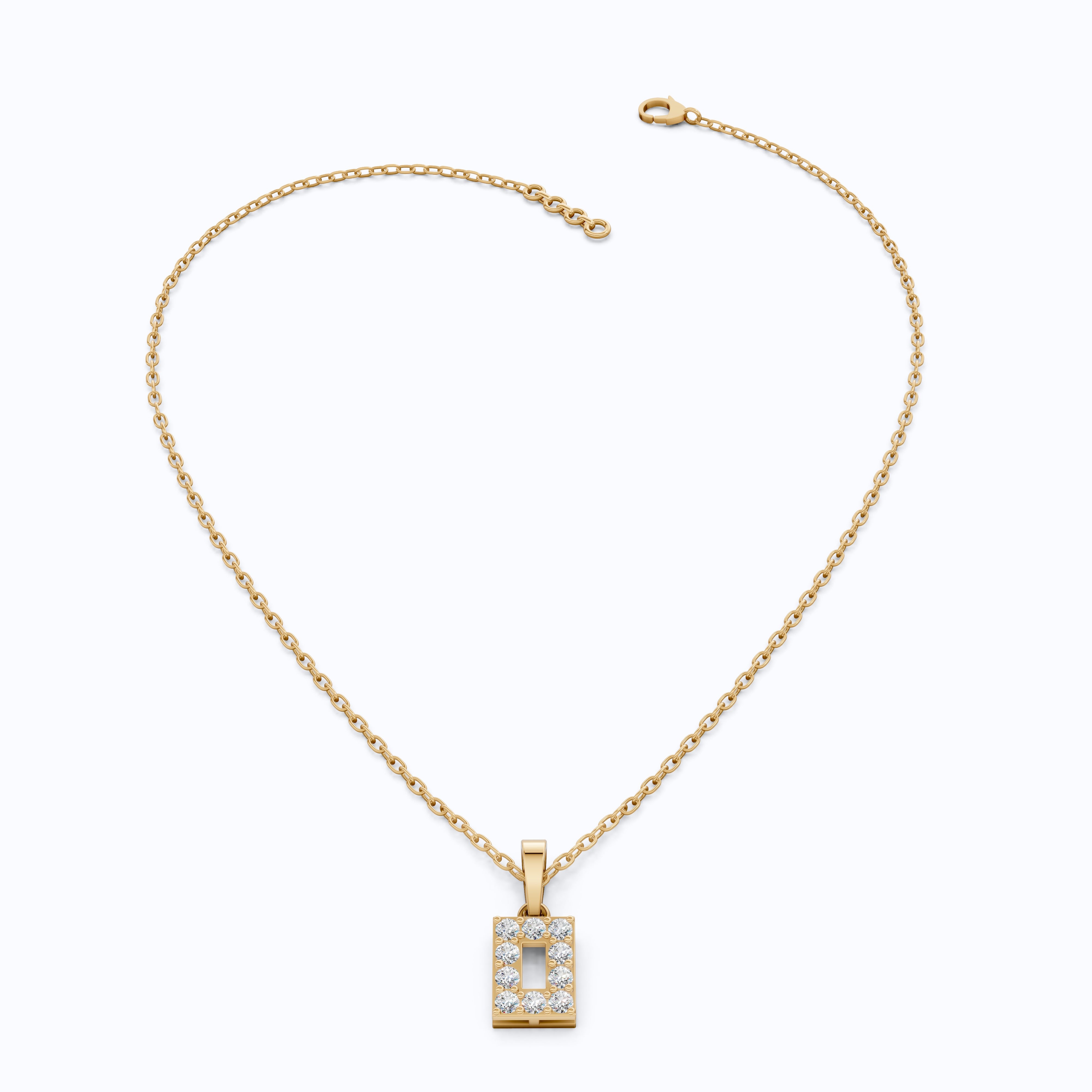 Modern Open Rectangle Halo Diamond Pendant in 14k Solid Gold, 0.25 TCW Round Cut Lab Diamonds, Anniversary Gift for Her, Handmade Everyday Pendant