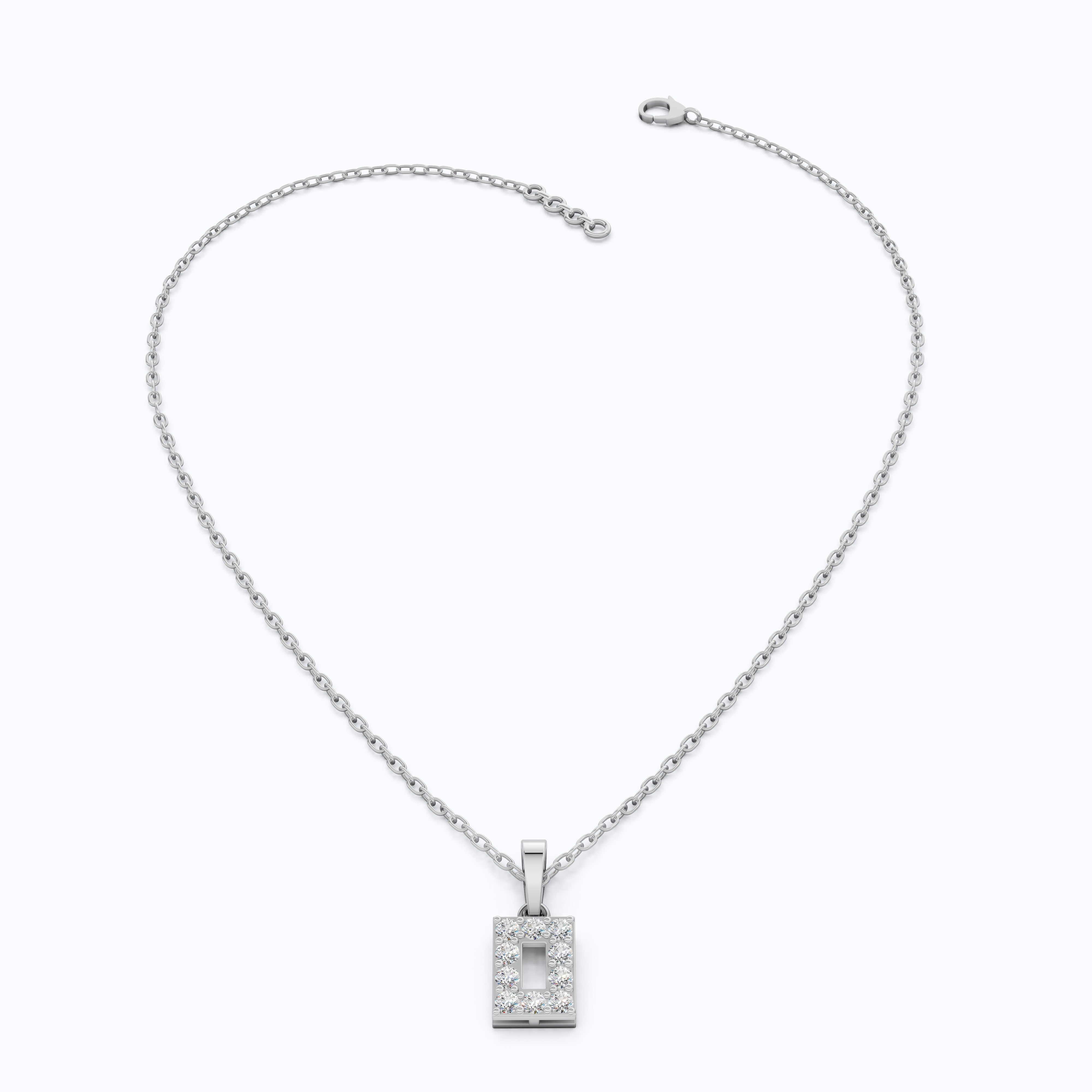 Modern Open Rectangle Halo Diamond Pendant in 14k Solid Gold, 0.25 TCW Round Cut Lab Diamonds, Anniversary Gift for Her, Handmade Everyday Pendant