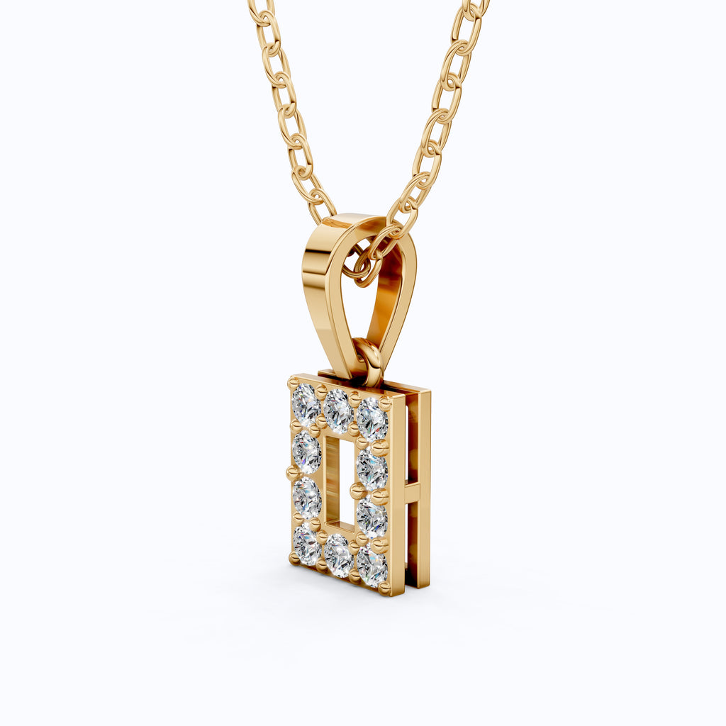 Modern Open Rectangle Halo Diamond Pendant in 14k Solid Gold, 0.25 TCW Round Cut Lab Diamonds, Anniversary Gift for Her, Handmade Everyday Pendant