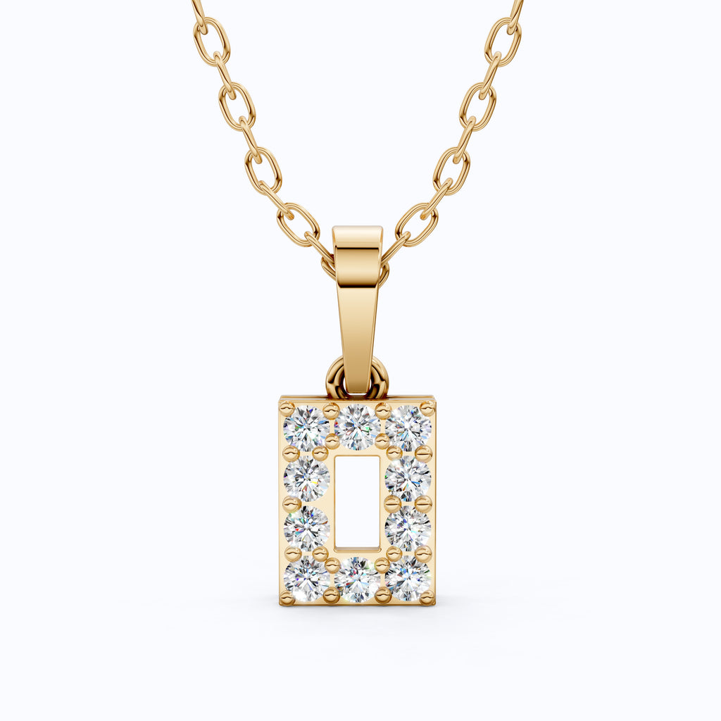 Modern Open Rectangle Halo Diamond Pendant in 14k Solid Gold, 0.25 TCW Round Cut Lab Diamonds, Anniversary Gift for Her, Handmade Everyday Pendant