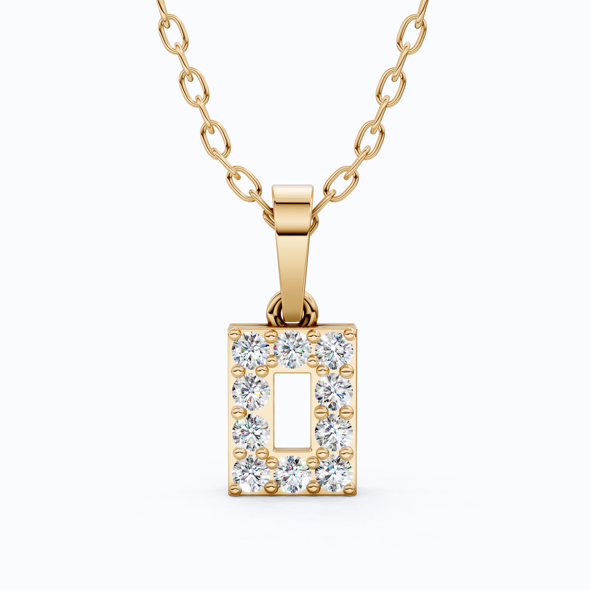 Modern Open Rectangle Halo Diamond Pendant in 14k Solid Gold, 0.25 TCW Round Cut Lab Diamonds, Anniversary Gift for Her, Handmade Everyday Pendant