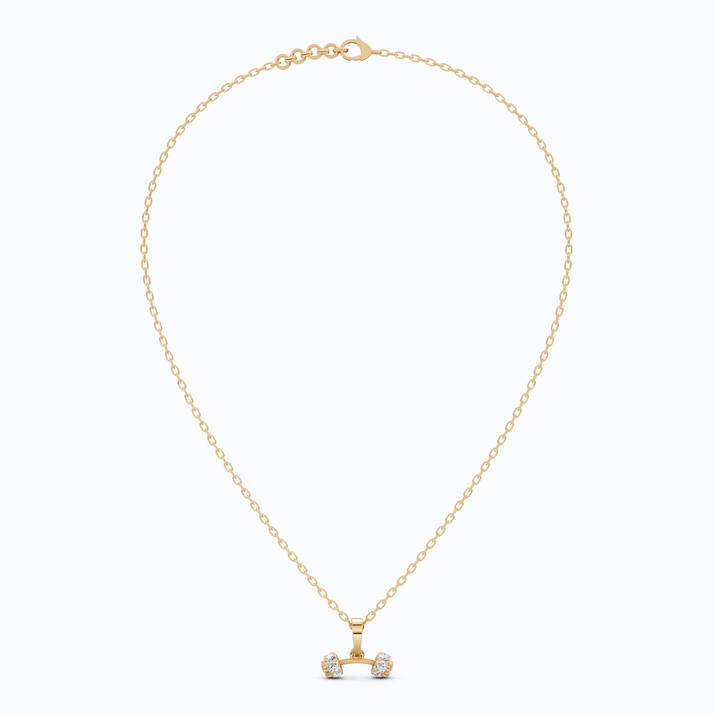 Trendy Dumbbell Cluster Pendant in 14k Solid Gold, 0.37 TCW Round Cut Lab Diamonds, Trainer Jewelry, Anniversary Gift for Her