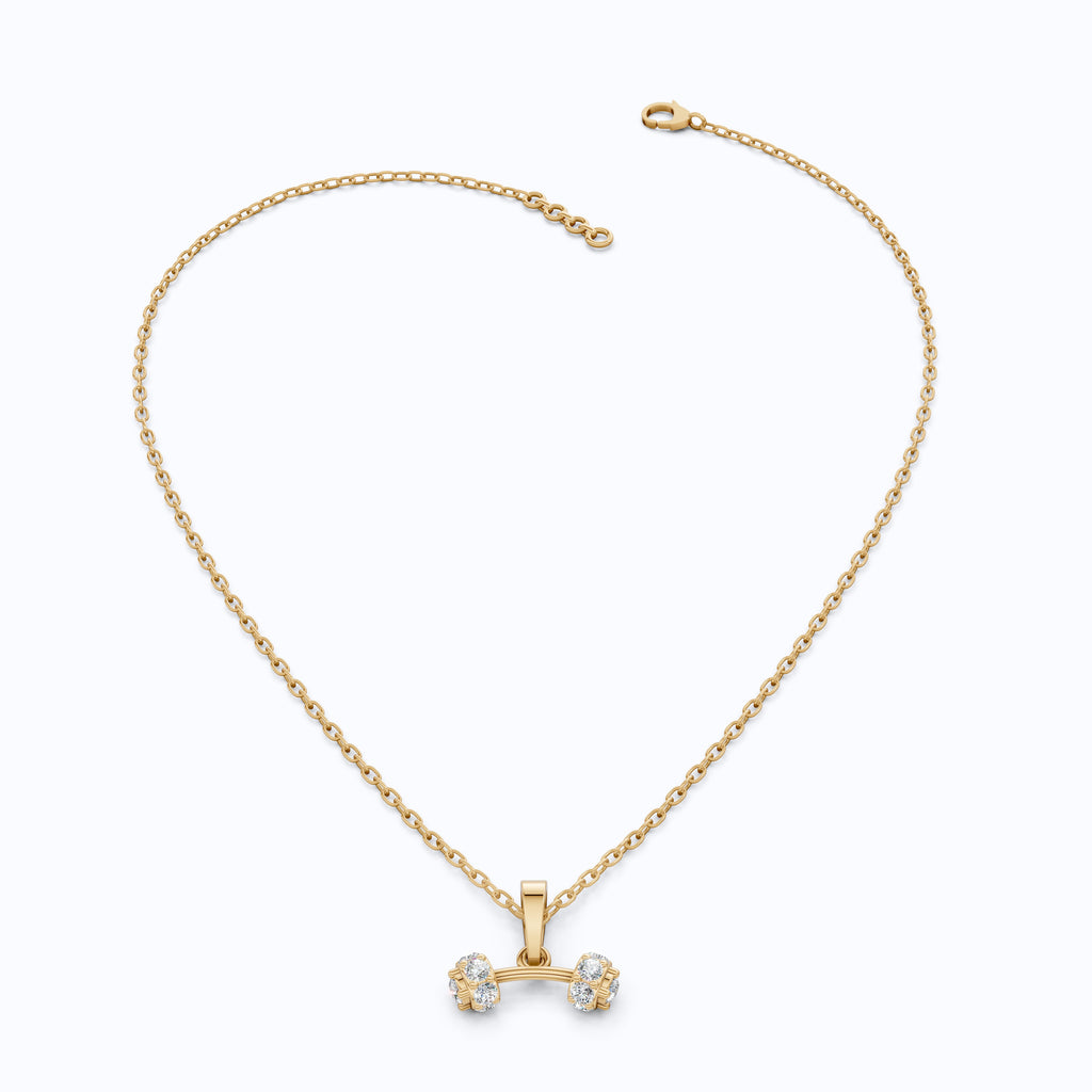 Trendy Dumbbell Cluster Pendant in 14k Solid Gold, 0.37 TCW Round Cut Lab Diamonds, Trainer Jewelry, Anniversary Gift for Her