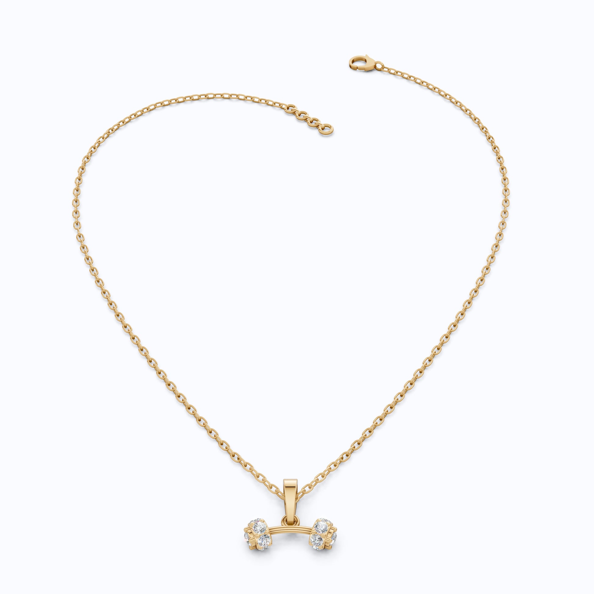 Trendy Dumbbell Cluster Pendant in 14k Solid Gold, 0.37 TCW Round Cut Lab Diamonds, Trainer Jewelry, Anniversary Gift for Her