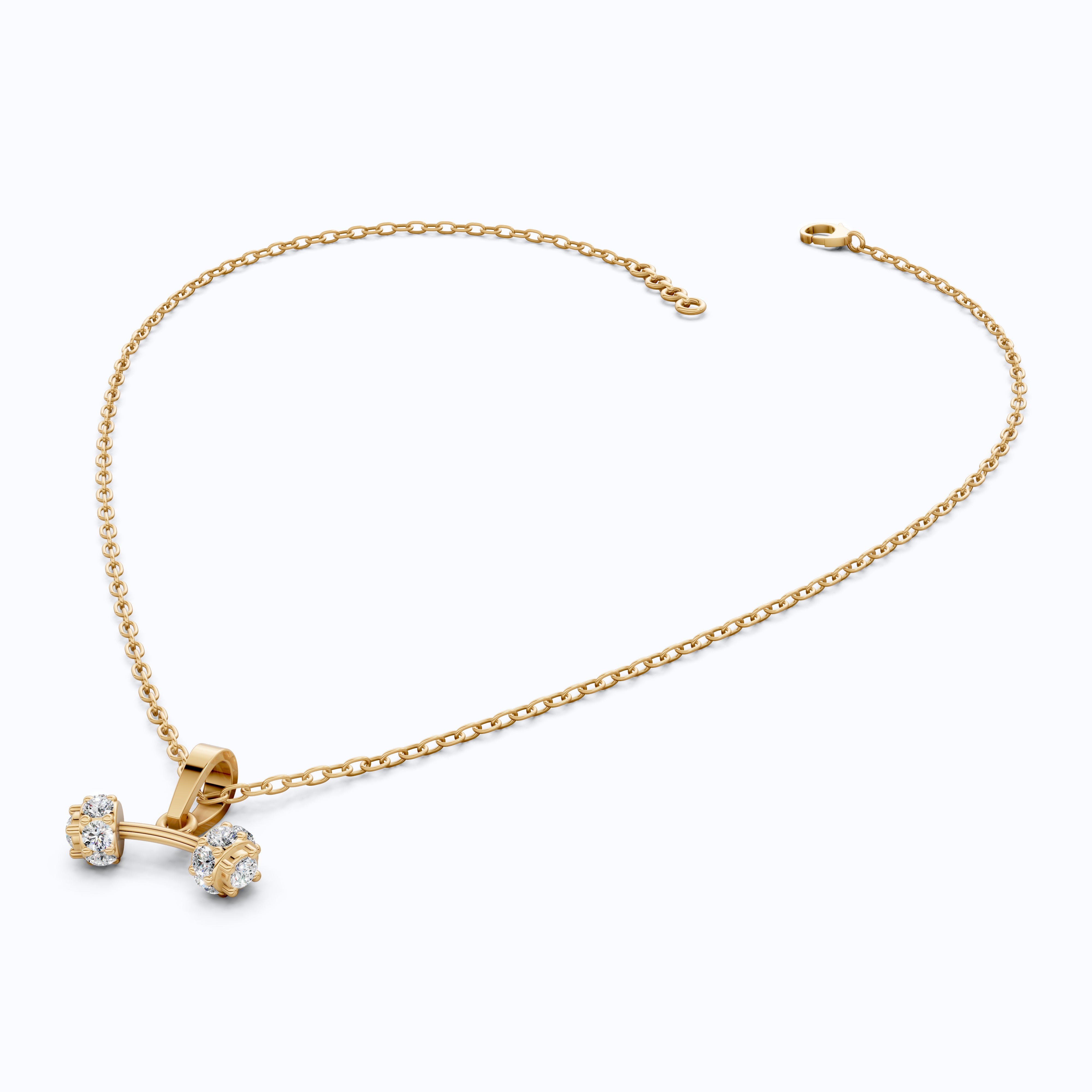 Trendy Dumbbell Cluster Pendant in 14k Solid Gold, 0.37 TCW Round Cut Lab Diamonds, Trainer Jewelry, Anniversary Gift for Her