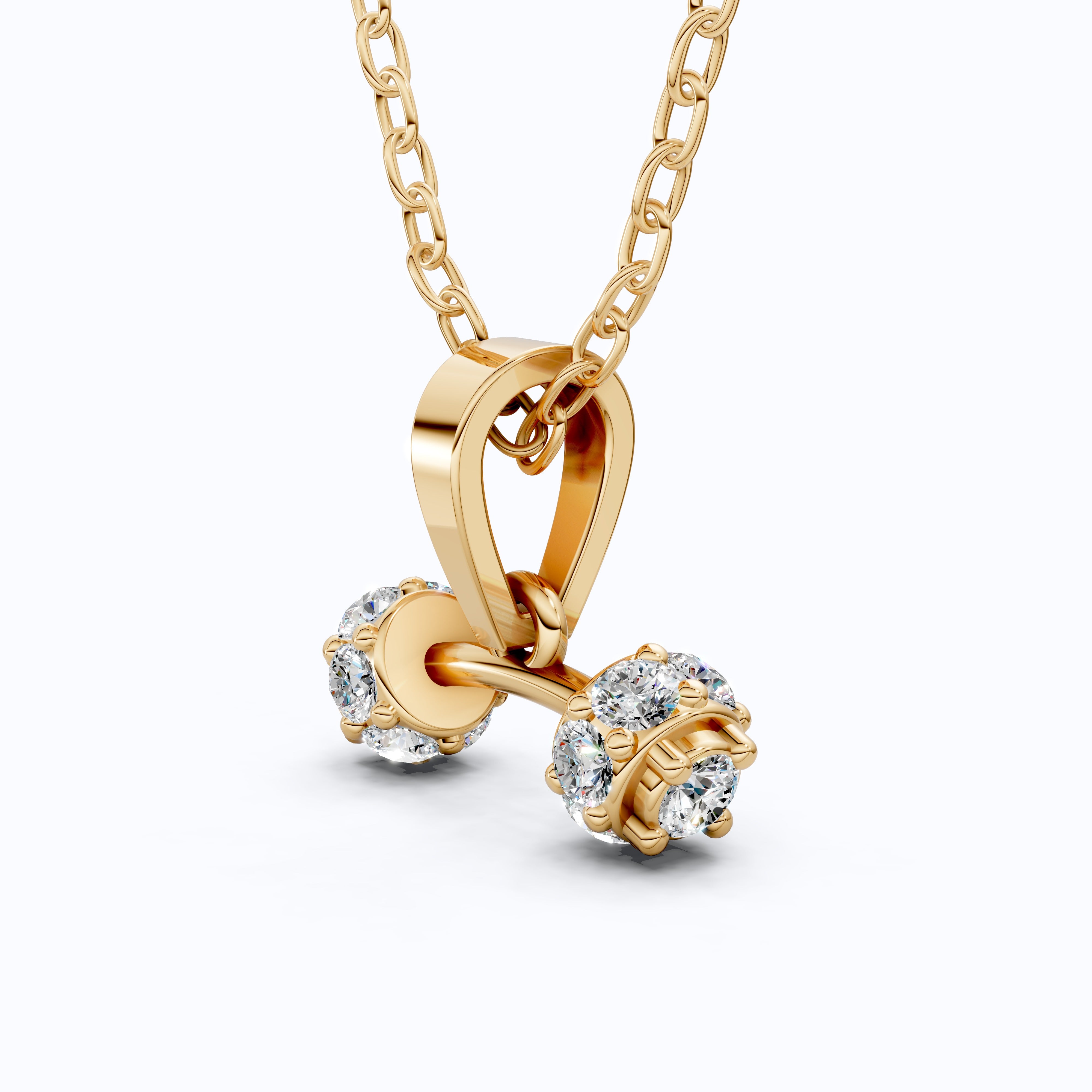 Trendy Dumbbell Cluster Pendant in 14k Solid Gold, 0.37 TCW Round Cut Lab Diamonds, Trainer Jewelry, Anniversary Gift for Her