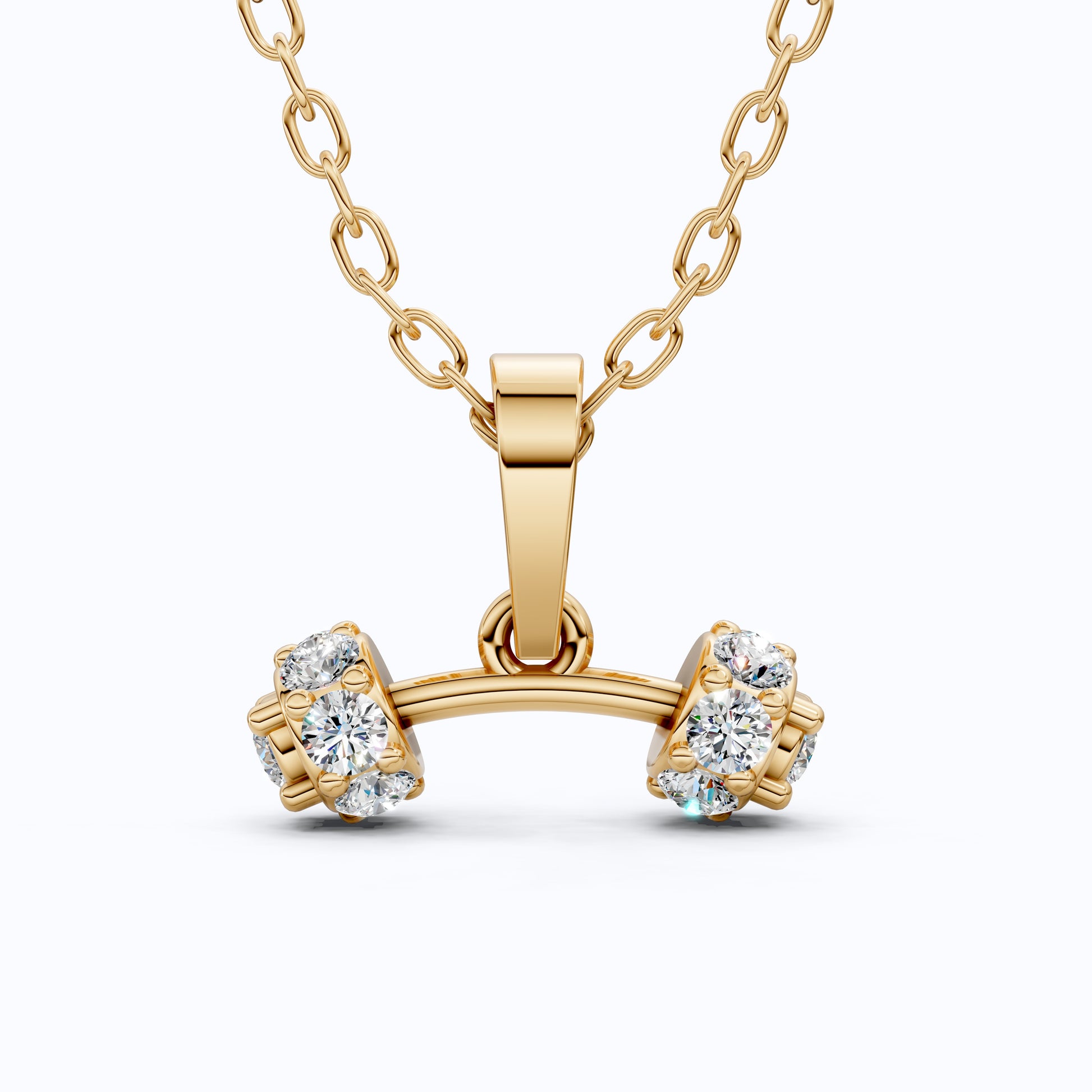 Trendy Dumbbell Cluster Pendant in 14k Solid Gold, 0.37 TCW Round Cut Lab Diamonds, Trainer Jewelry, Anniversary Gift for Her